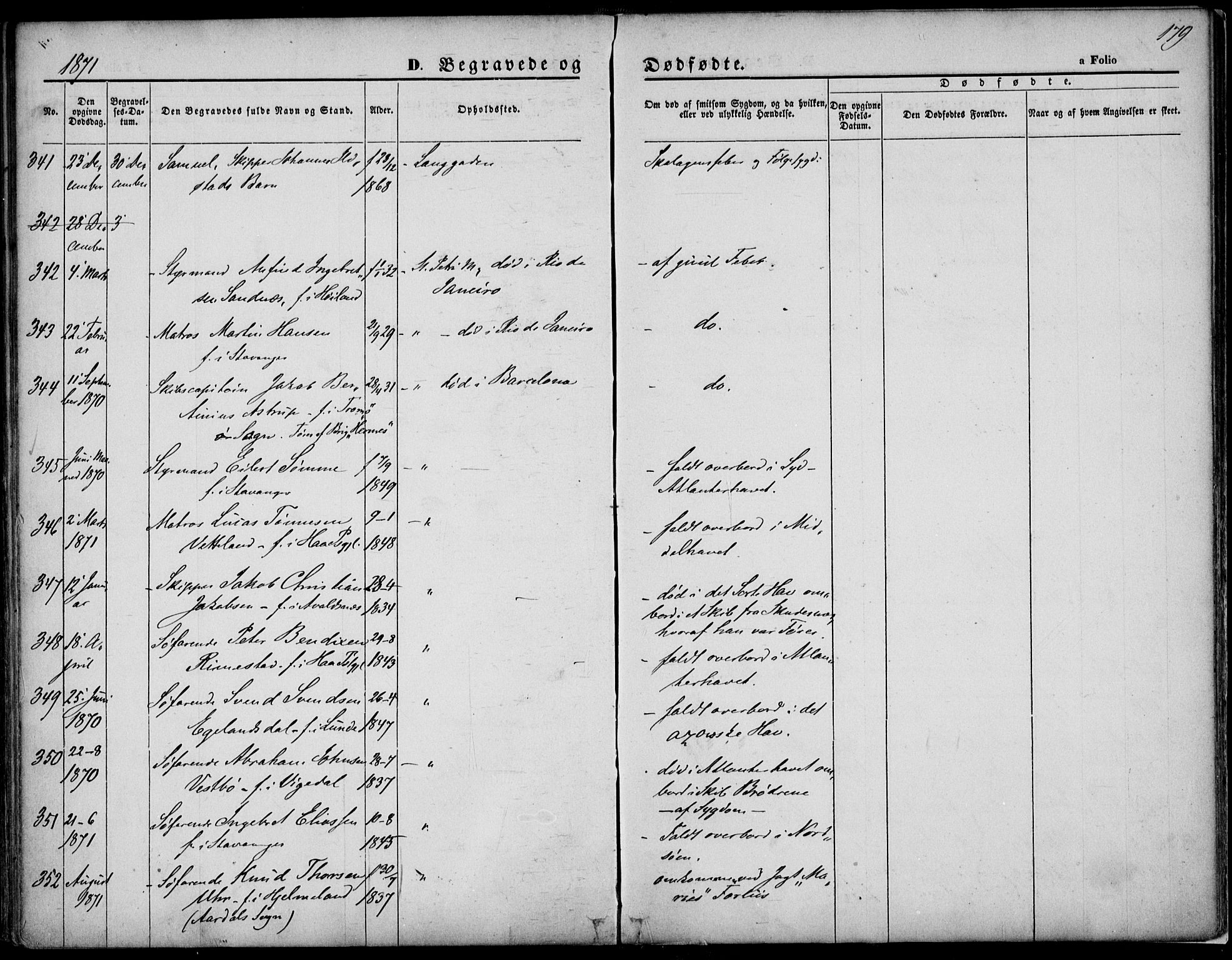 St. Petri sokneprestkontor, AV/SAST-A-101813/001/30/30BA/L0003: Parish register (official) no. A 3, 1861-1872, p. 179