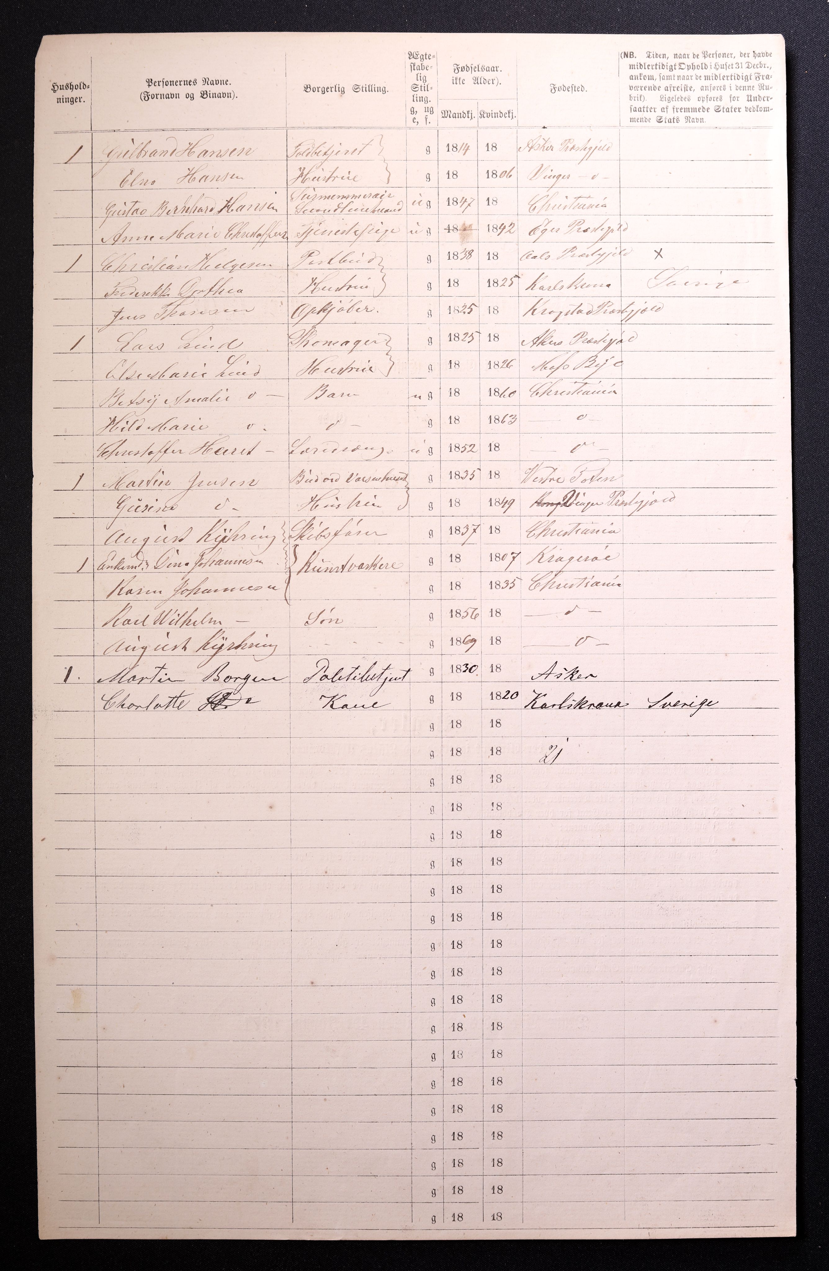 RA, 1870 census for 0301 Kristiania, 1870, p. 1332