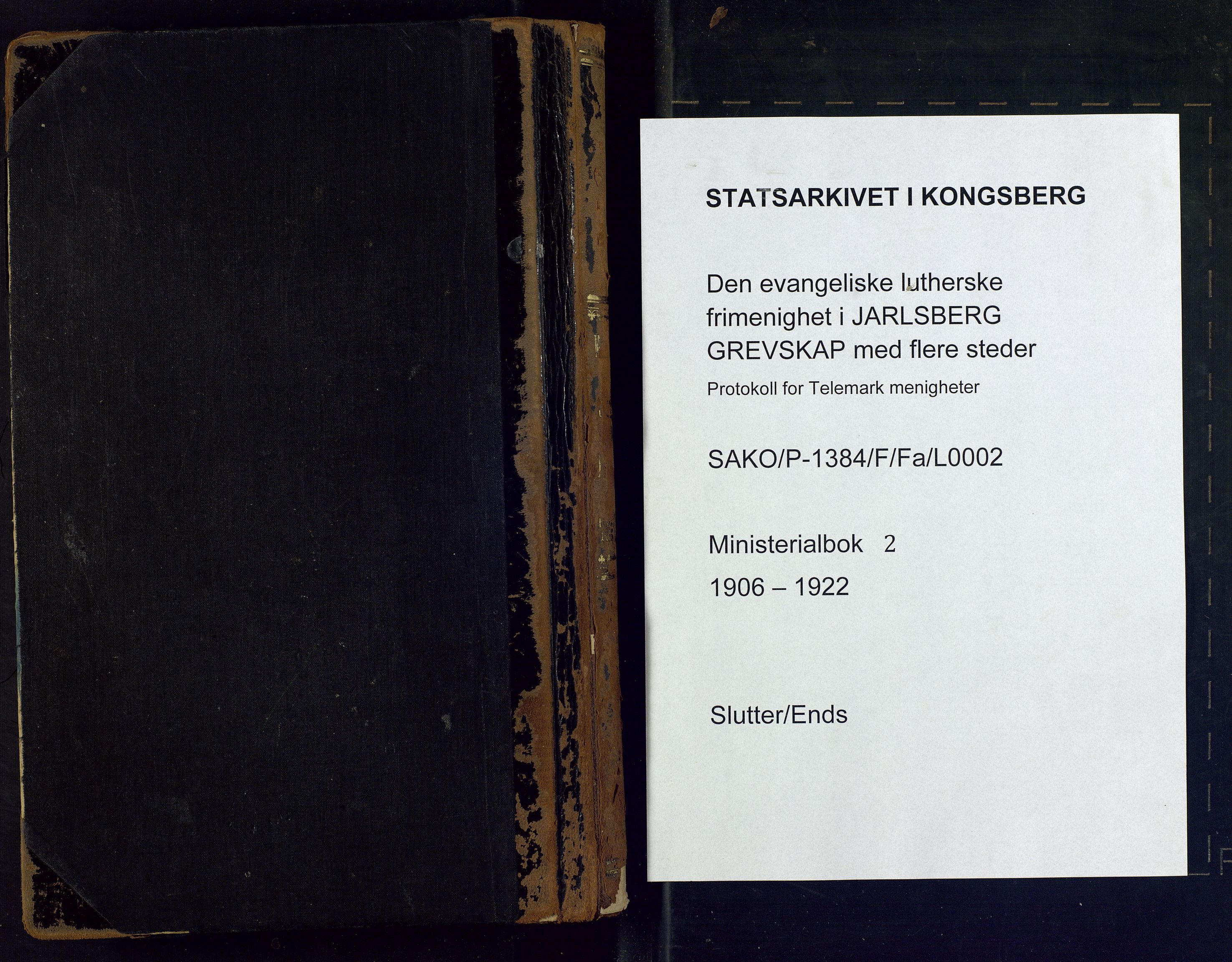 Den evangelisk lutherske frimenighet i Jarlsbergs grevskap med flere steder, AV/SAKO-P-1384/F/Fb/L0002: Dissenter register no. Fa/L0002, 1906-1922