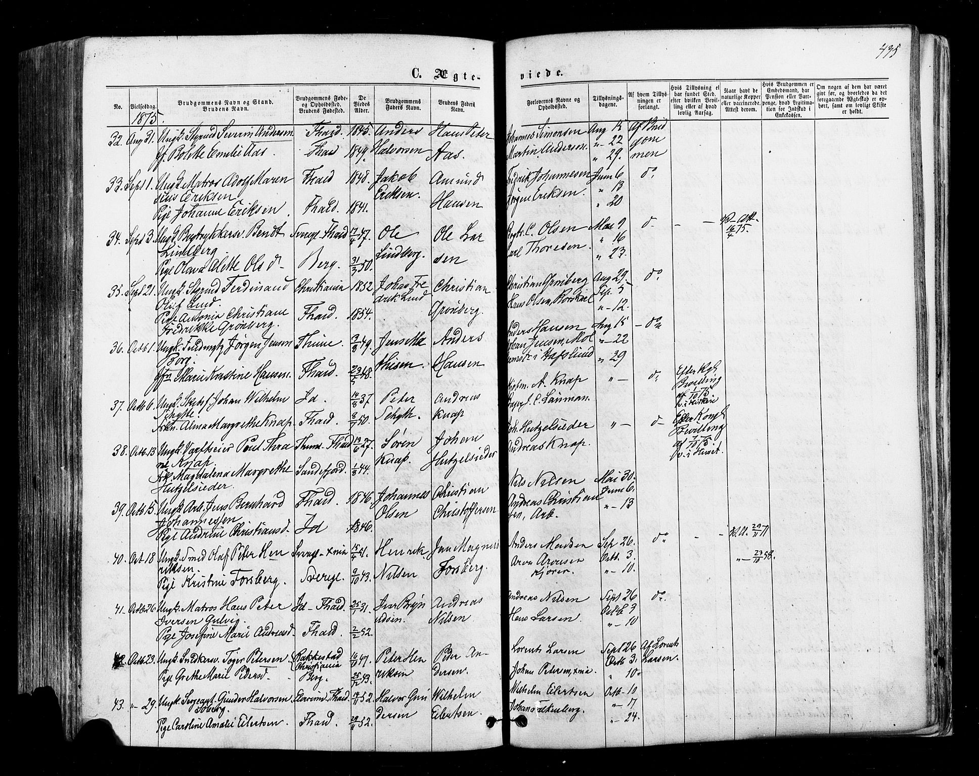 Halden prestekontor Kirkebøker, AV/SAO-A-10909/F/Fa/L0009: Parish register (official) no. I 9, 1866-1877, p. 435