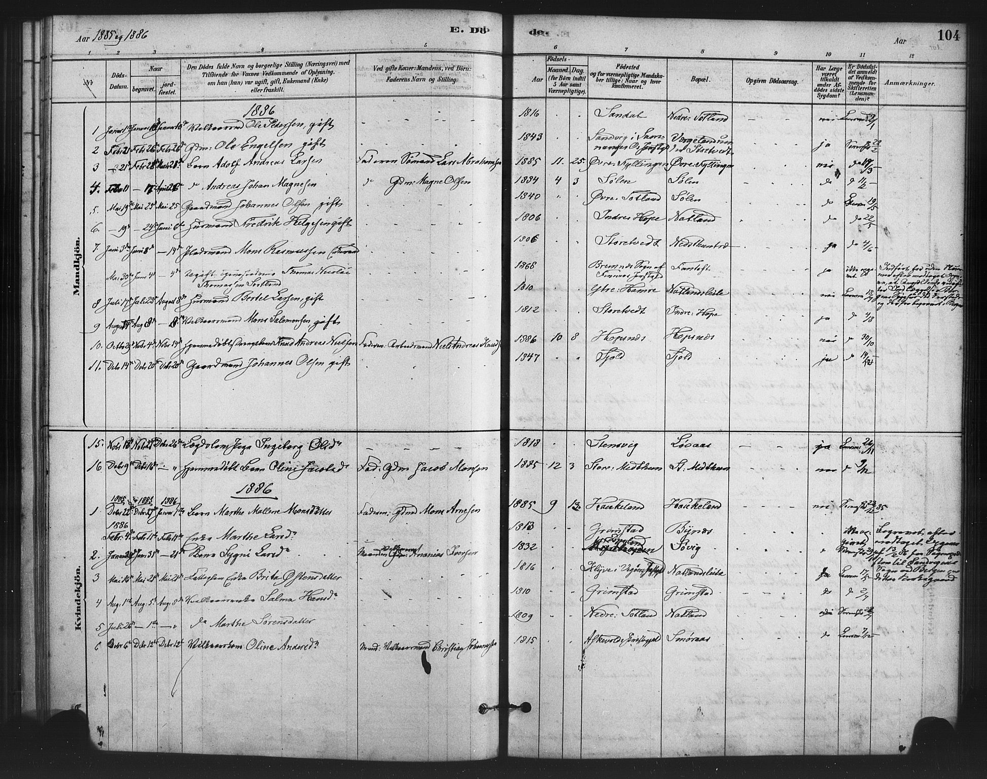 Fana Sokneprestembete, SAB/A-75101/H/Haa/Haai/L0001: Parish register (official) no. I 1, 1878-1888, p. 104