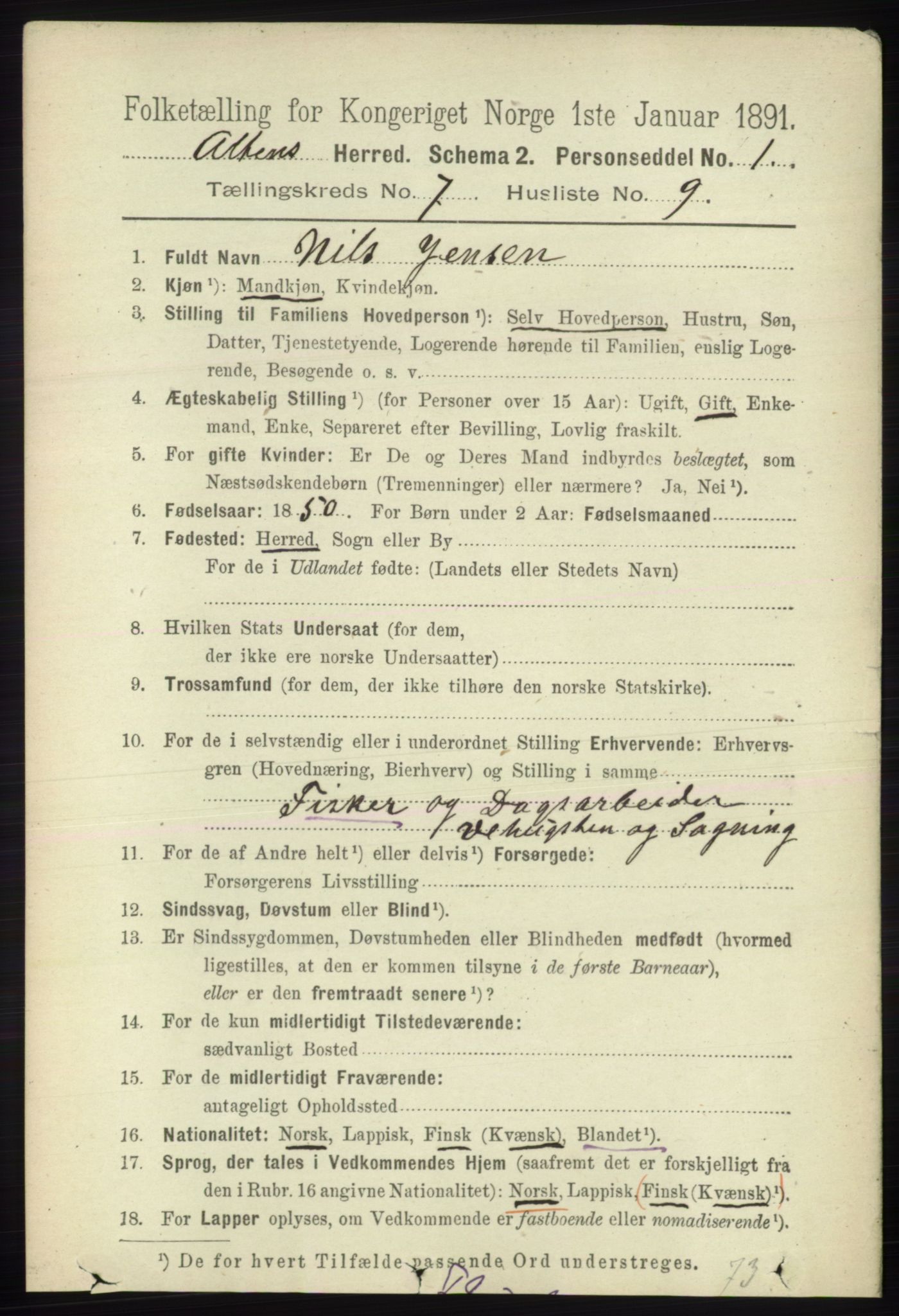 RA, 1891 census for 2012 Alta, 1891, p. 2147
