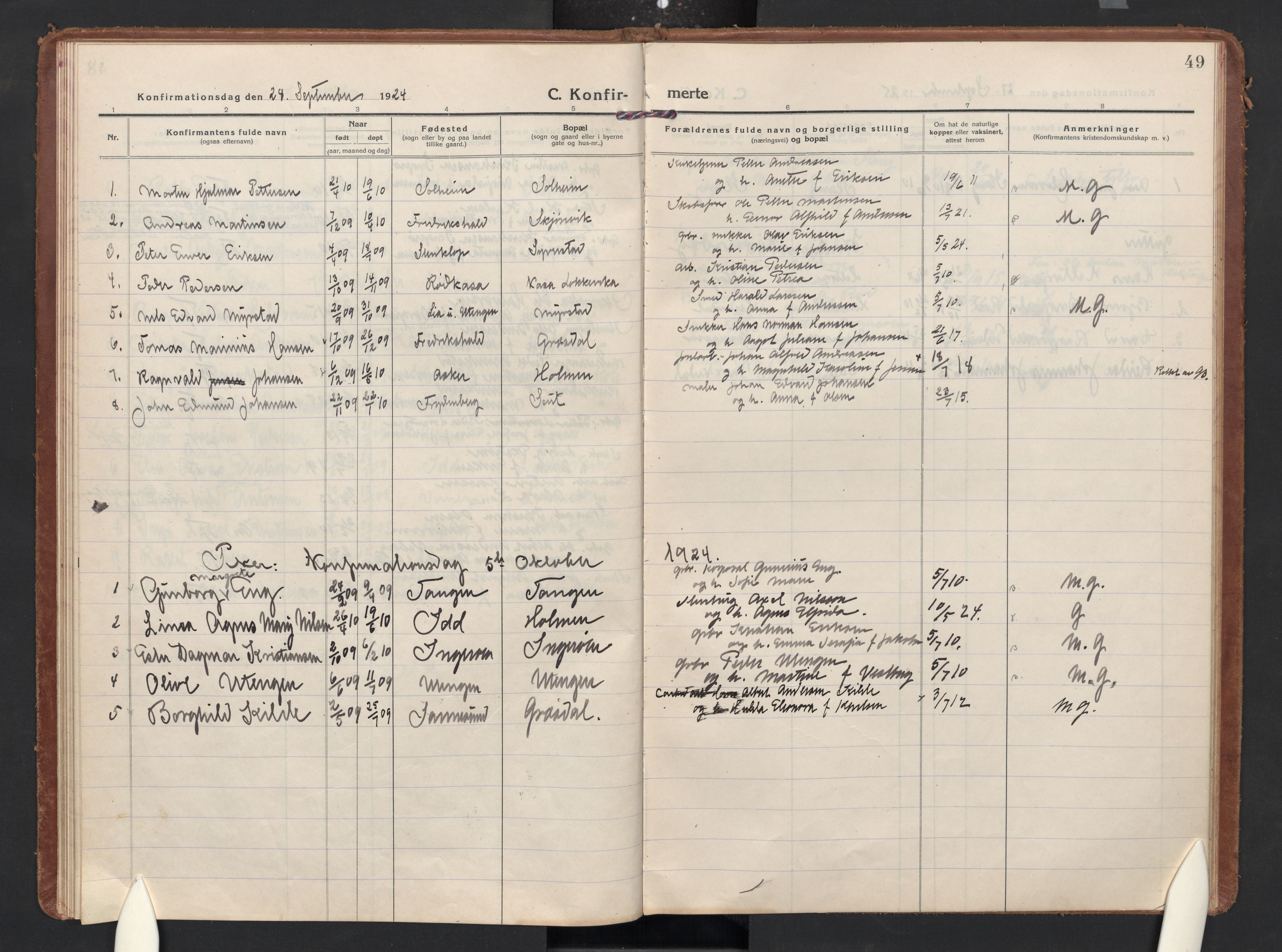 Skjeberg prestekontor Kirkebøker, AV/SAO-A-10923/F/Fc/L0003: Parish register (official) no. III 3, 1915-1926, p. 49