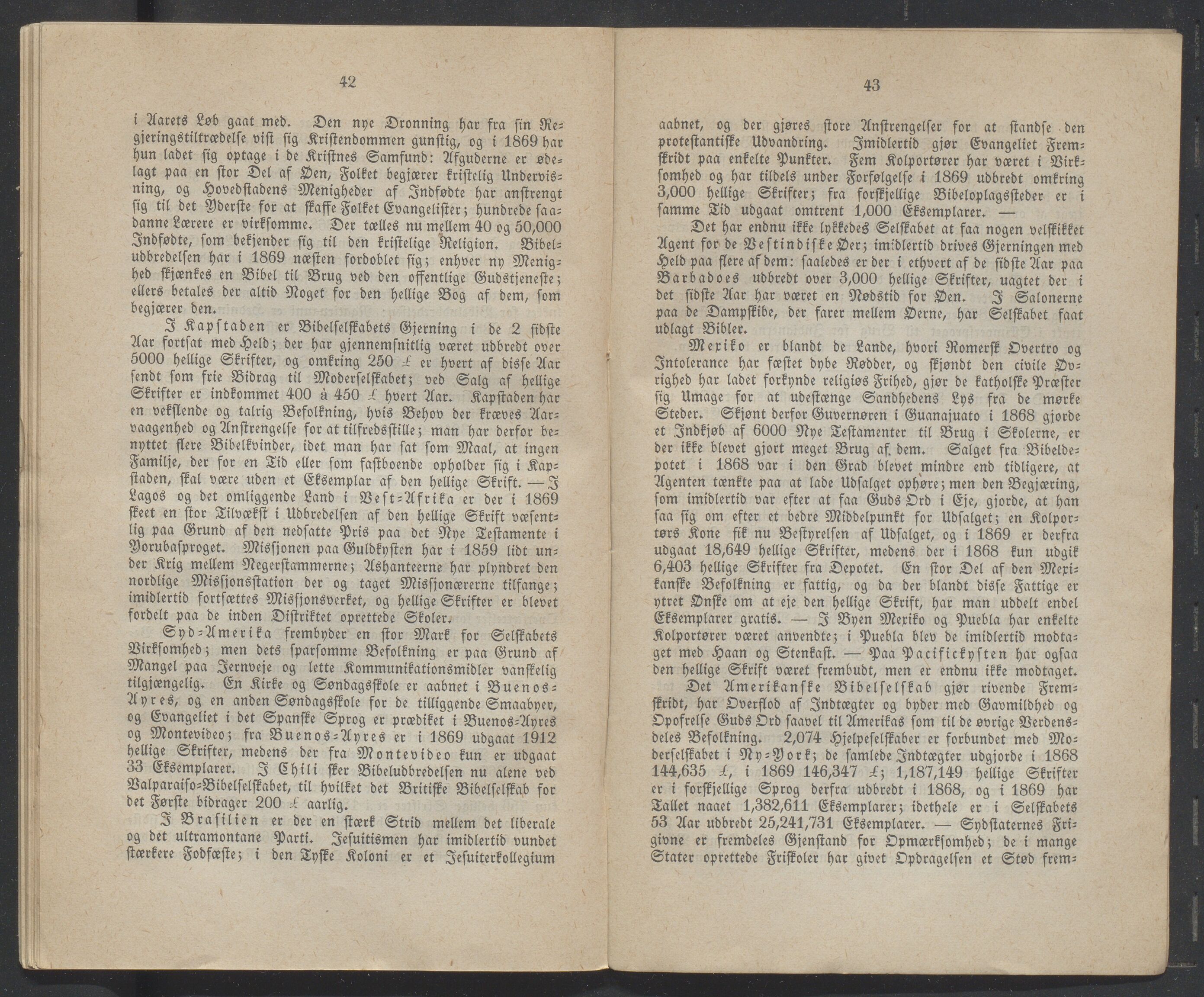 Det Norske Bibelselskap, VID/MDA-A-1528/X/L0002/0003/0001: Årsberetninger / Årsberetning 54, 55 og 56, 1869, p. 42-43