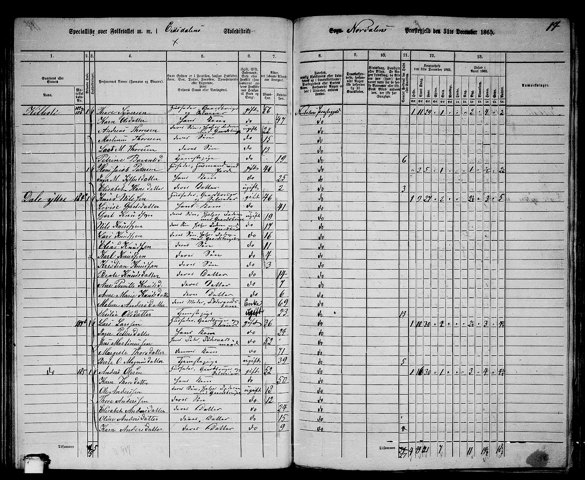 RA, 1865 census for Norddal, 1865, p. 88