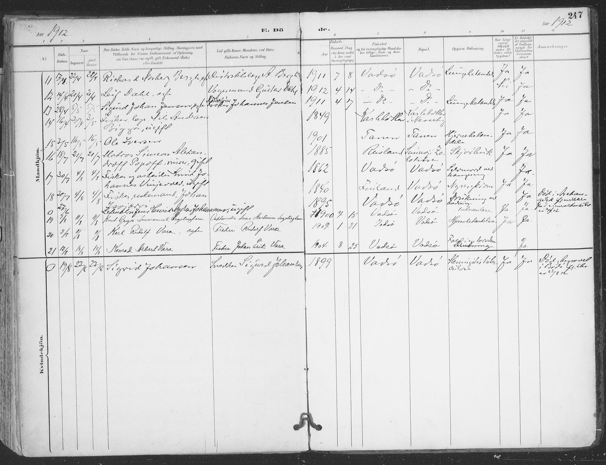 Vadsø sokneprestkontor, SATØ/S-1325/H/Ha/L0007kirke: Parish register (official) no. 7, 1896-1916, p. 247
