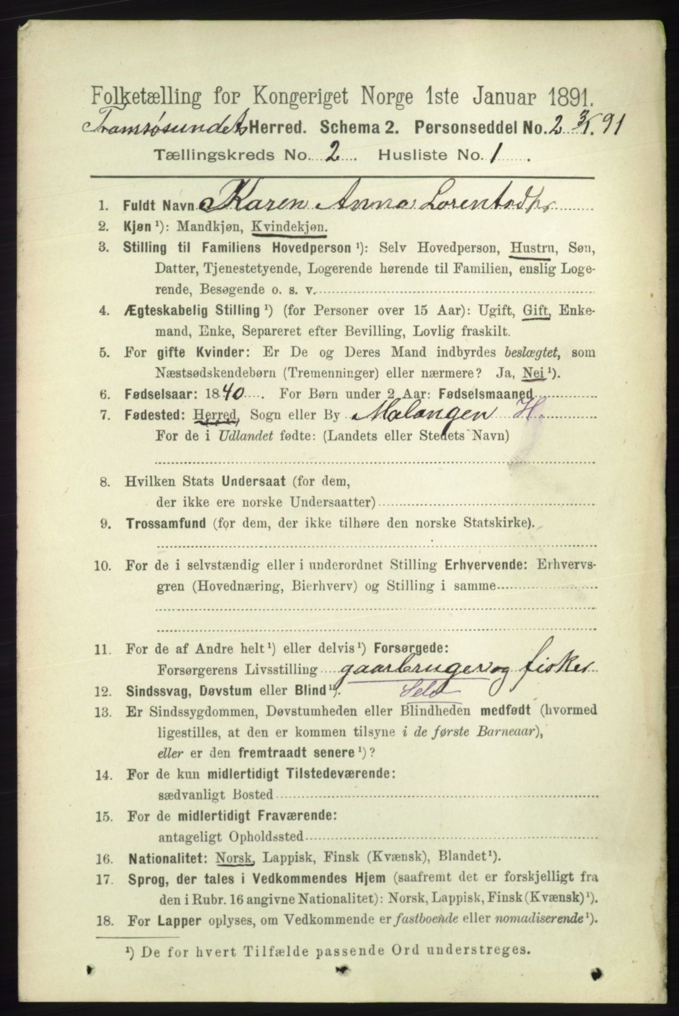 RA, 1891 census for 1934 Tromsøysund, 1891, p. 559