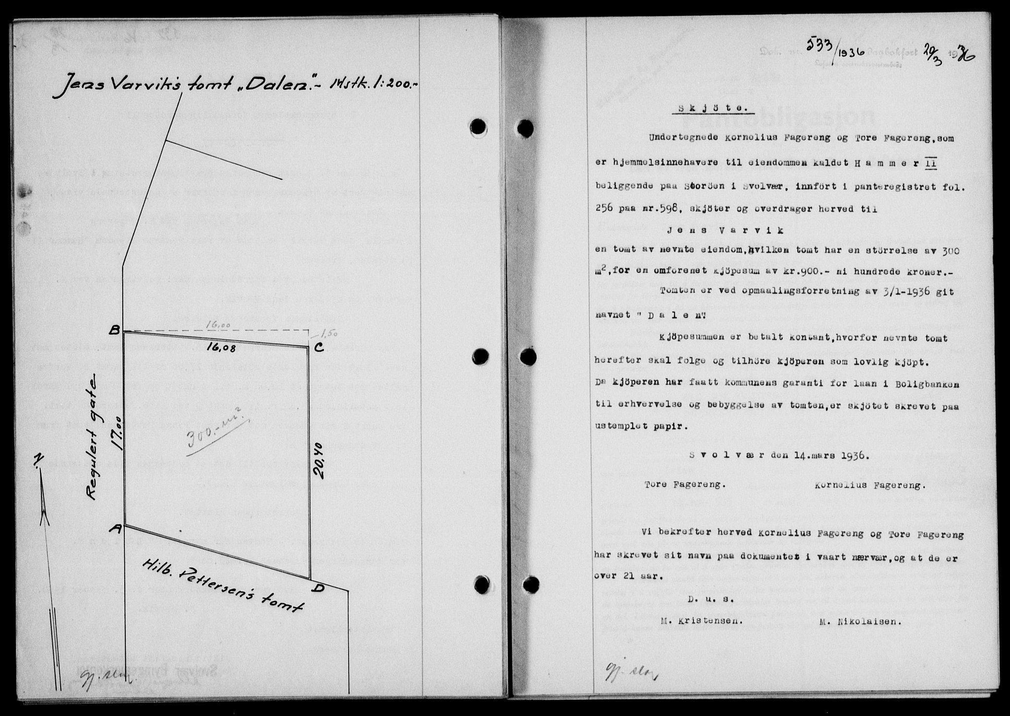 Lofoten sorenskriveri, SAT/A-0017/1/2/2C/L0033b: Mortgage book no. 33b, 1936-1936, Diary no: : 533/1936