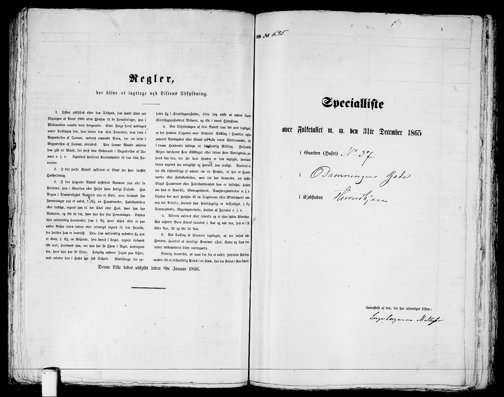 RA, 1865 census for Trondheim, 1865, p. 1319