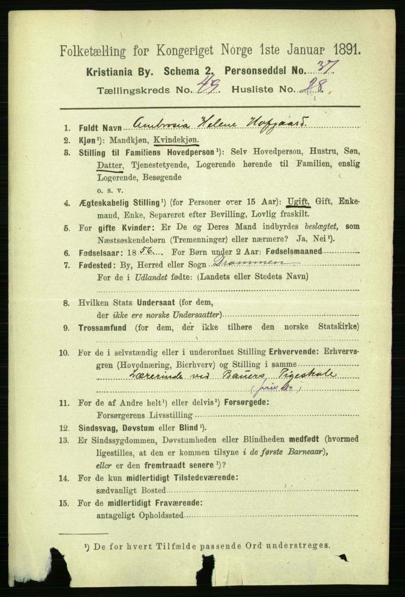 RA, 1891 census for 0301 Kristiania, 1891, p. 28951