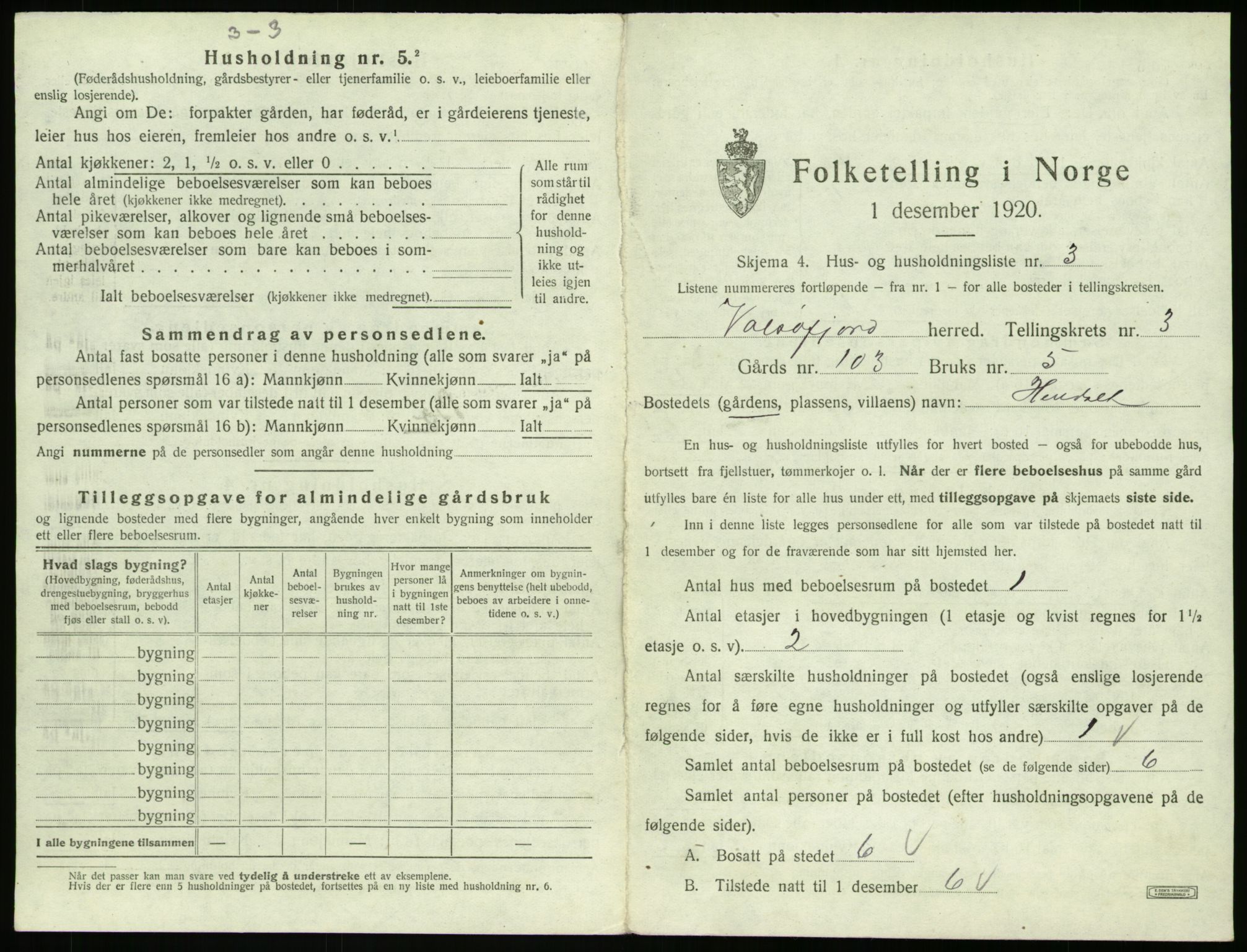 SAT, 1920 census for Valsøyfjord, 1920, p. 135