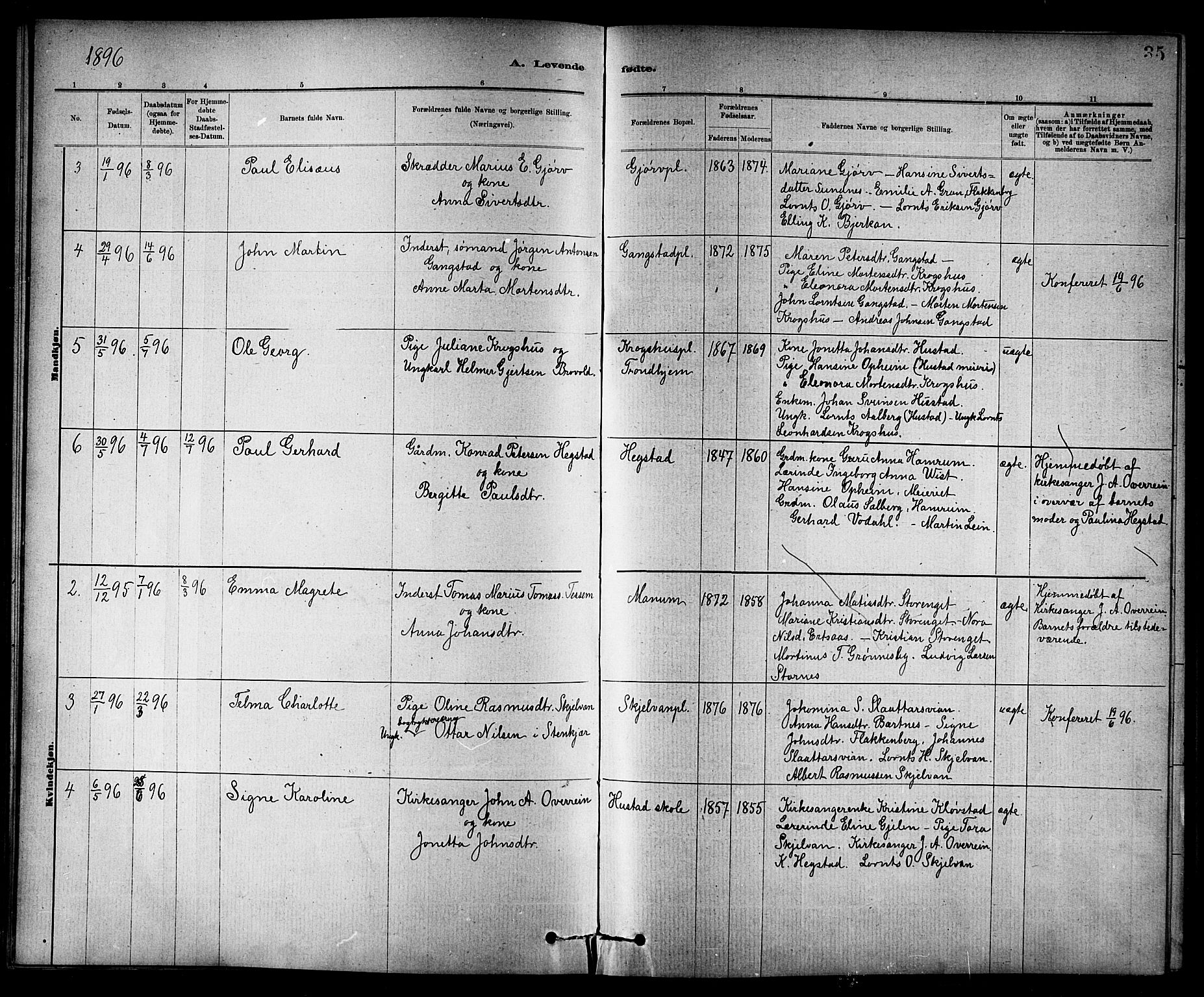 Ministerialprotokoller, klokkerbøker og fødselsregistre - Nord-Trøndelag, AV/SAT-A-1458/732/L0318: Parish register (copy) no. 732C02, 1881-1911, p. 35