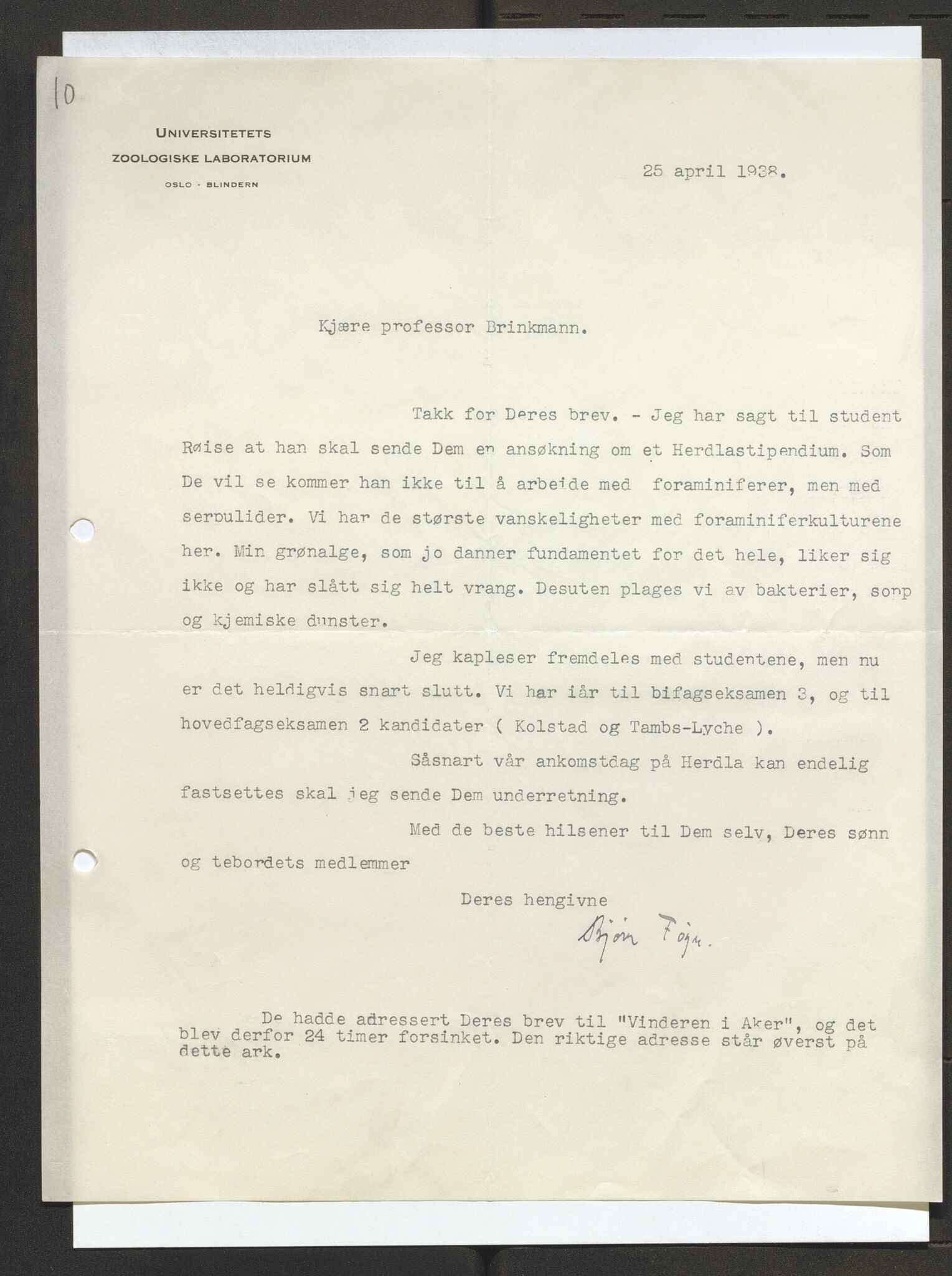 Bergens Museum, AV/SAB-A-17301/13/D/L0002: Korrespondanse , 1928-1940, p. 455