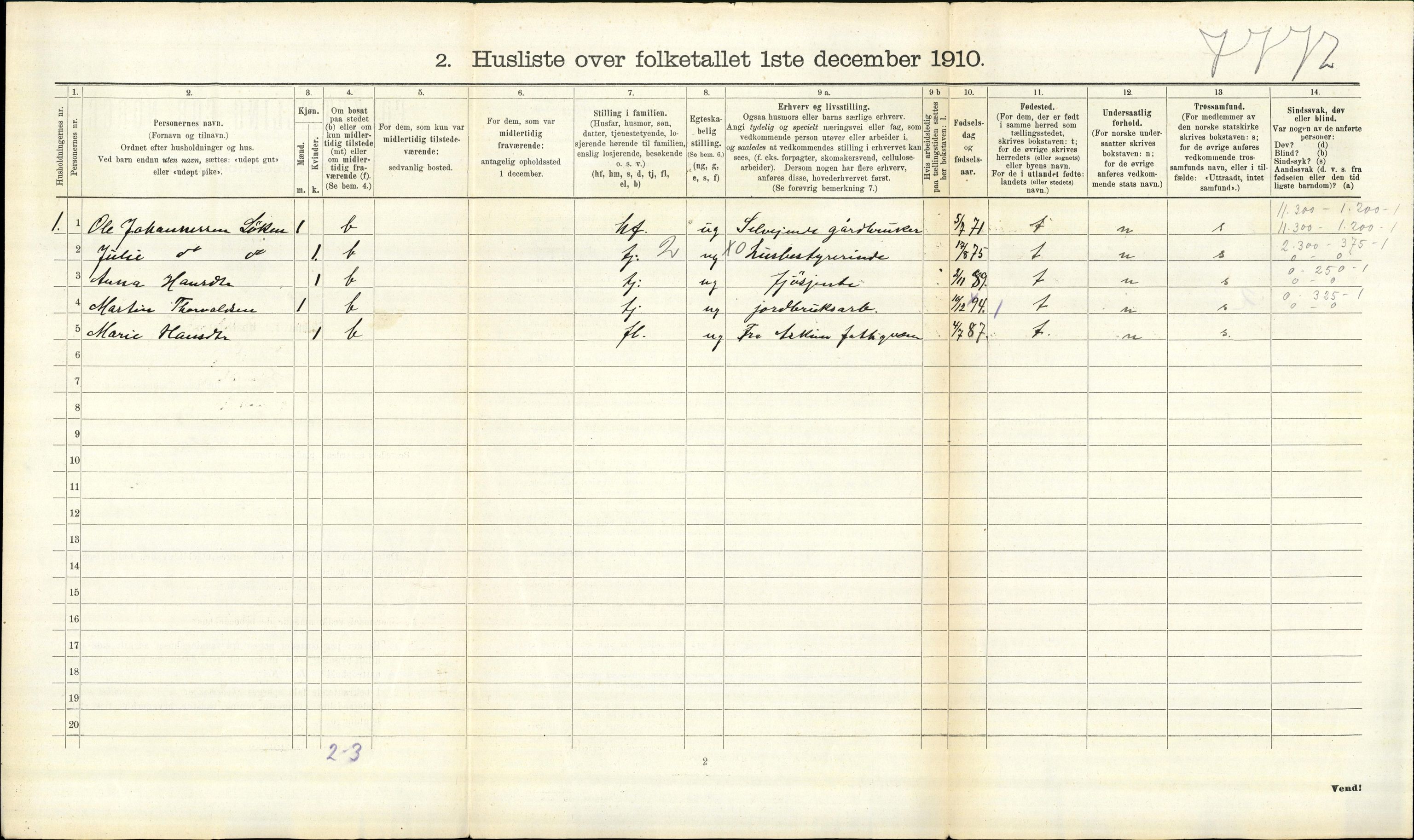 RA, 1910 census for Askim, 1910, p. 326