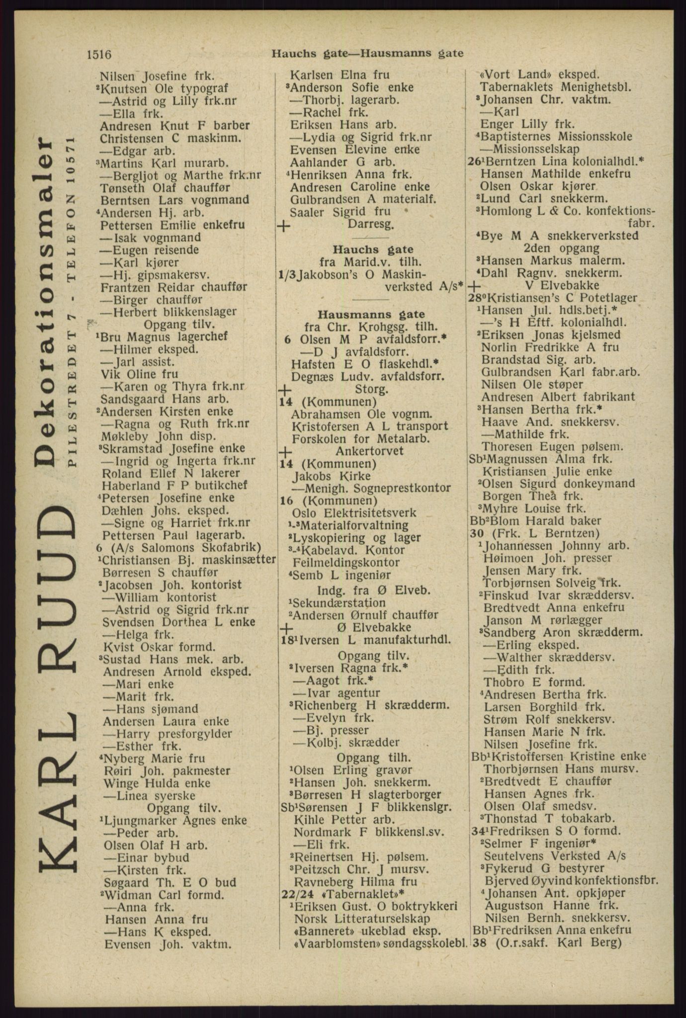 Kristiania/Oslo adressebok, PUBL/-, 1929, p. 1516