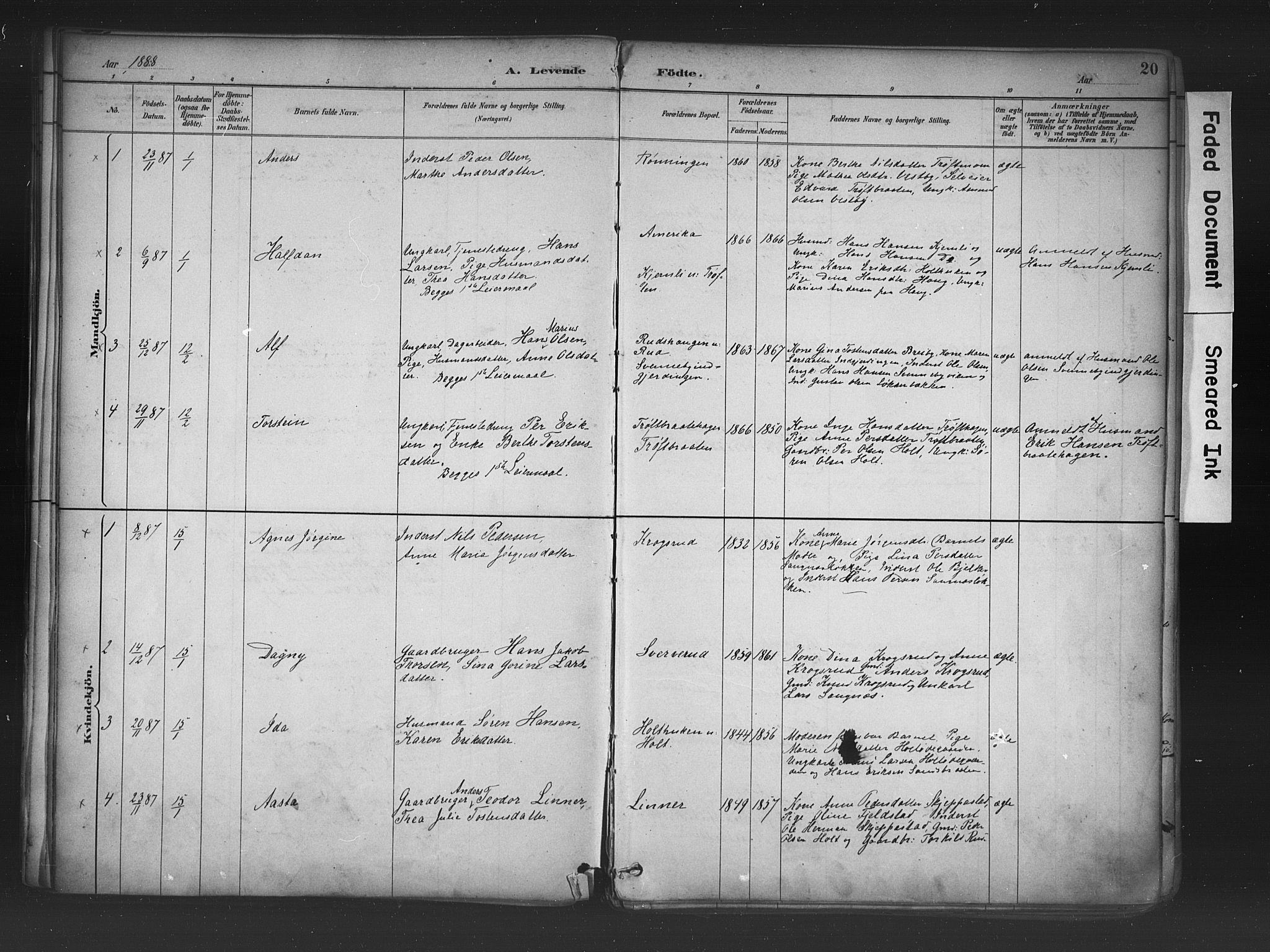 Nord-Odal prestekontor, AV/SAH-PREST-032/H/Ha/Haa/L0006: Parish register (official) no. 6, 1886-1901, p. 20