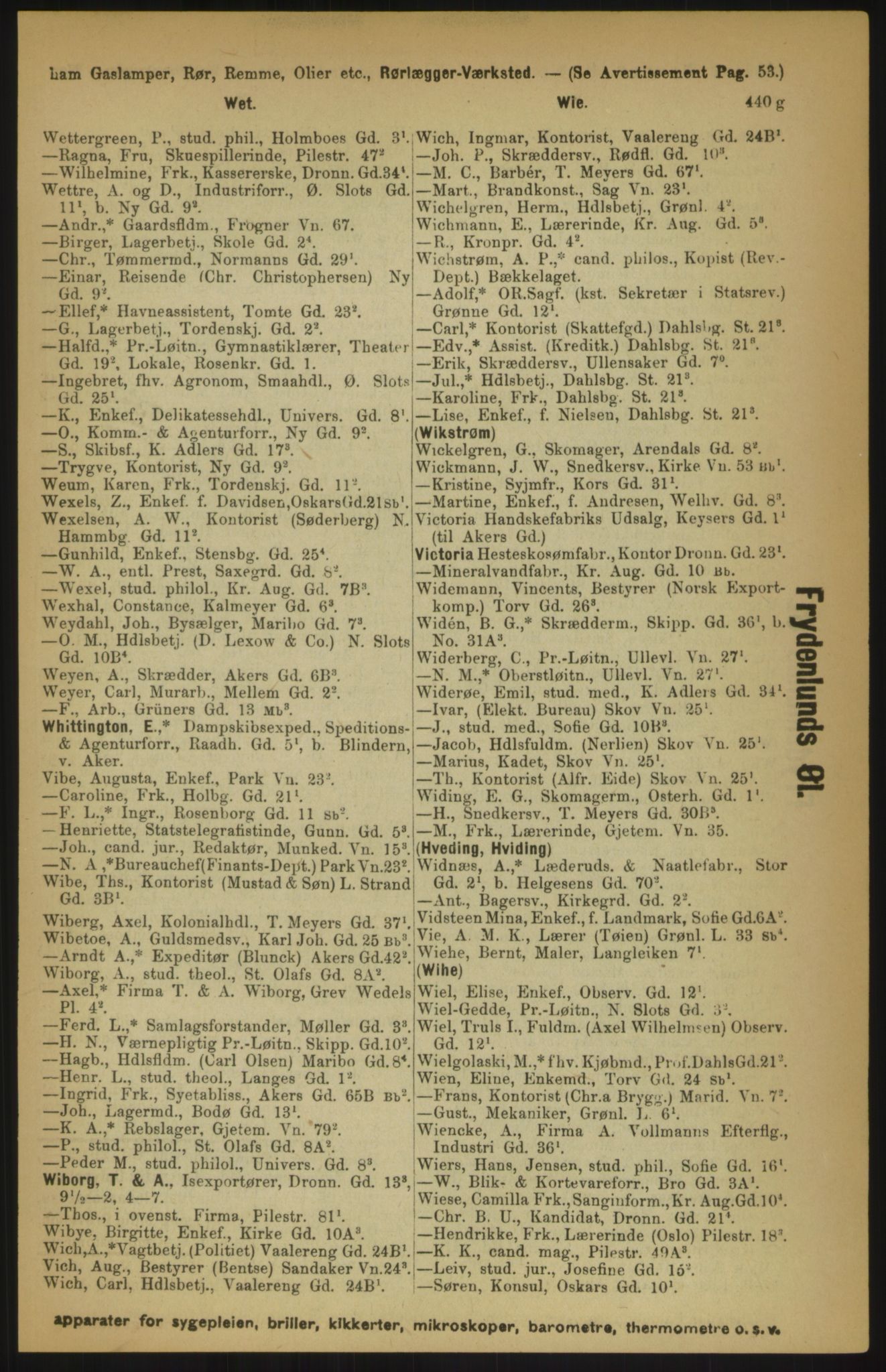 Kristiania/Oslo adressebok, PUBL/-, 1891, p. 440g