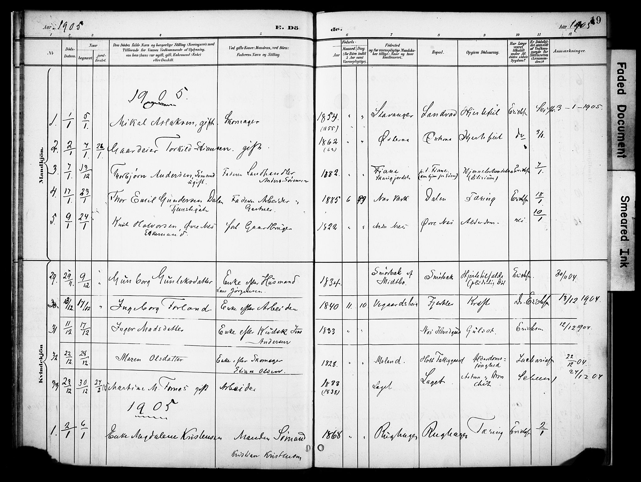 Holt sokneprestkontor, AV/SAK-1111-0021/F/Fa/L0013: Parish register (official) no. A 13, 1900-1912, p. 19