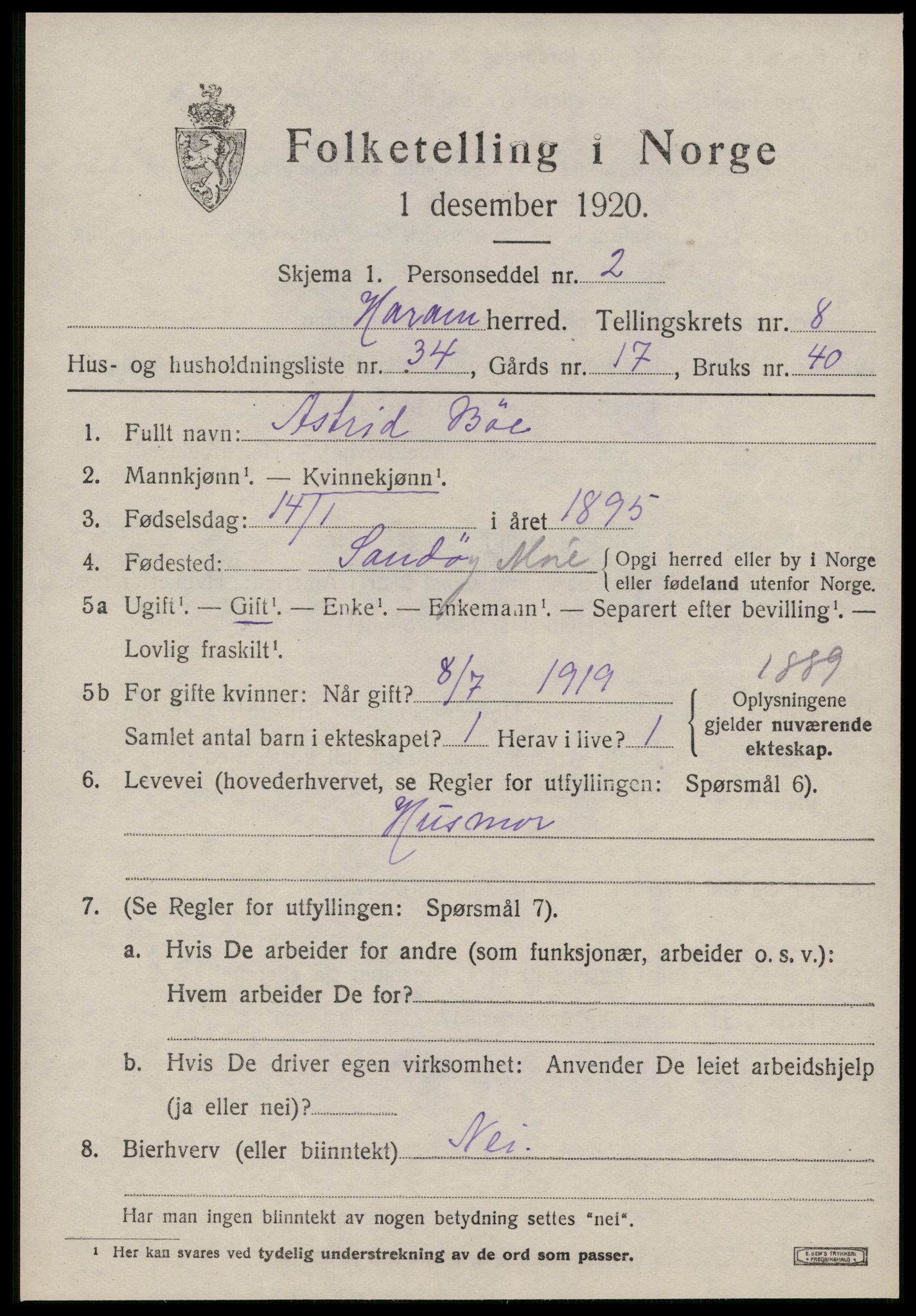 SAT, 1920 census for Haram, 1920, p. 5037