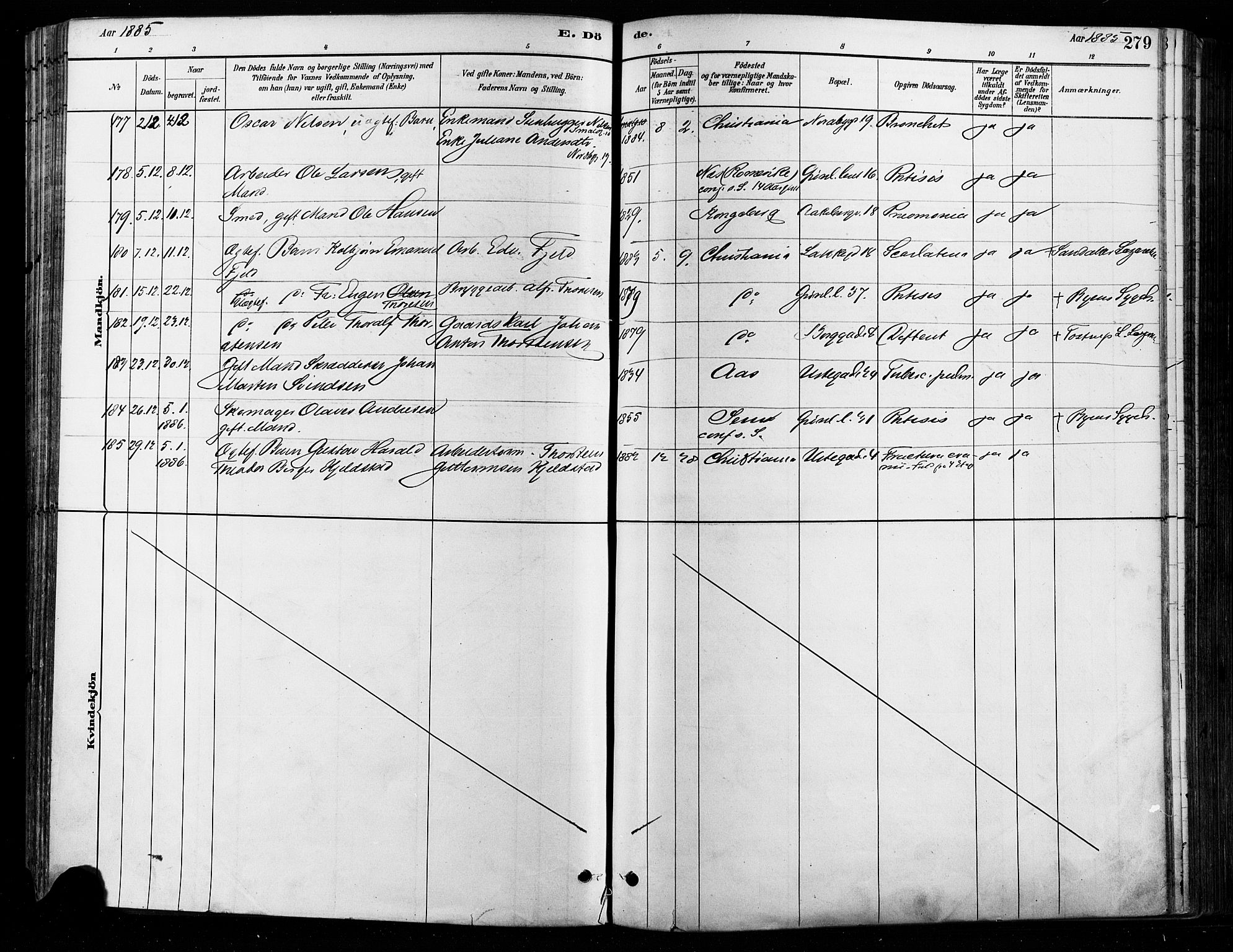 Grønland prestekontor Kirkebøker, AV/SAO-A-10848/F/Fa/L0008: Parish register (official) no. 8, 1881-1893, p. 279