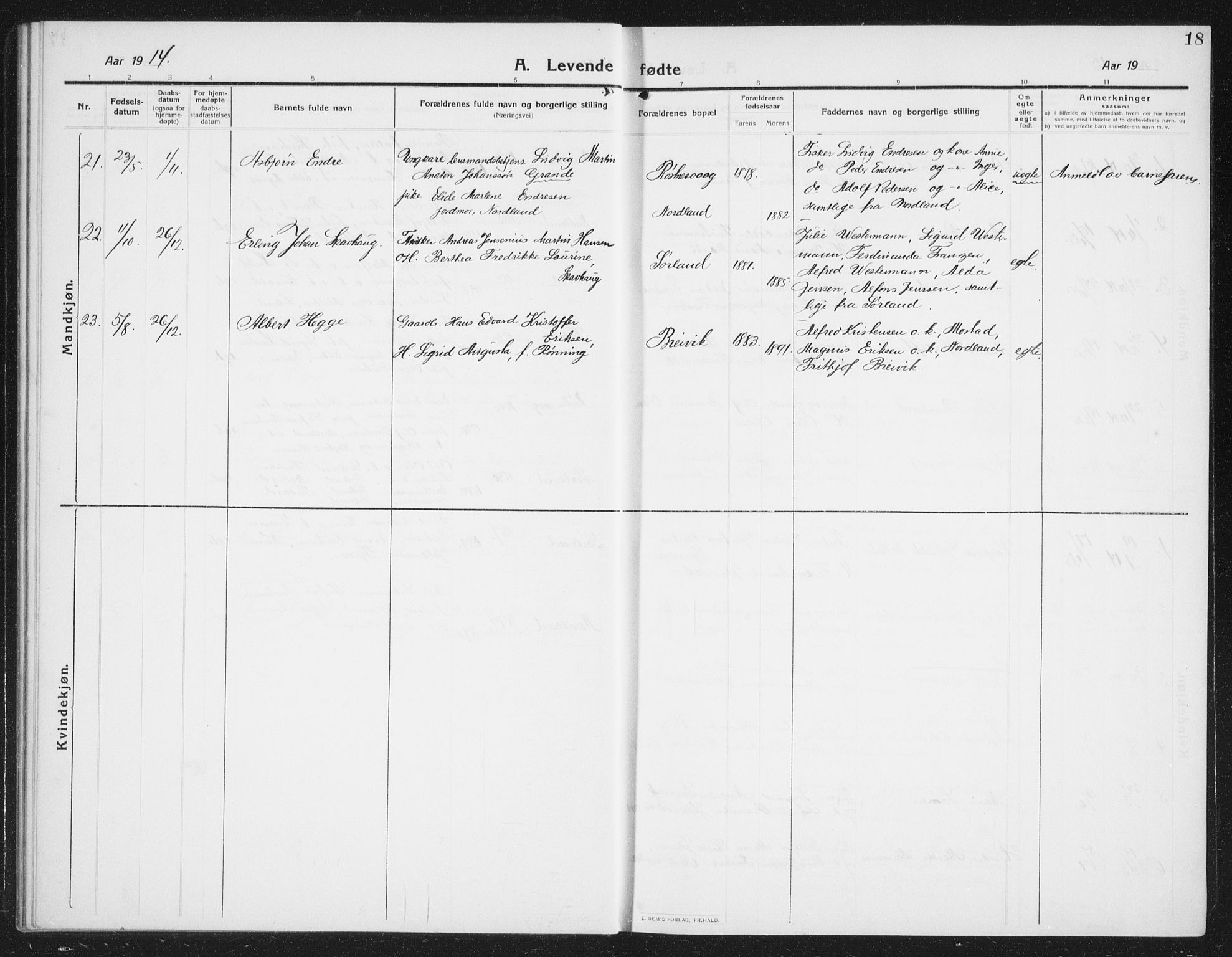 Ministerialprotokoller, klokkerbøker og fødselsregistre - Nordland, AV/SAT-A-1459/807/L0124: Parish register (copy) no. 807C02, 1910-1935, p. 18