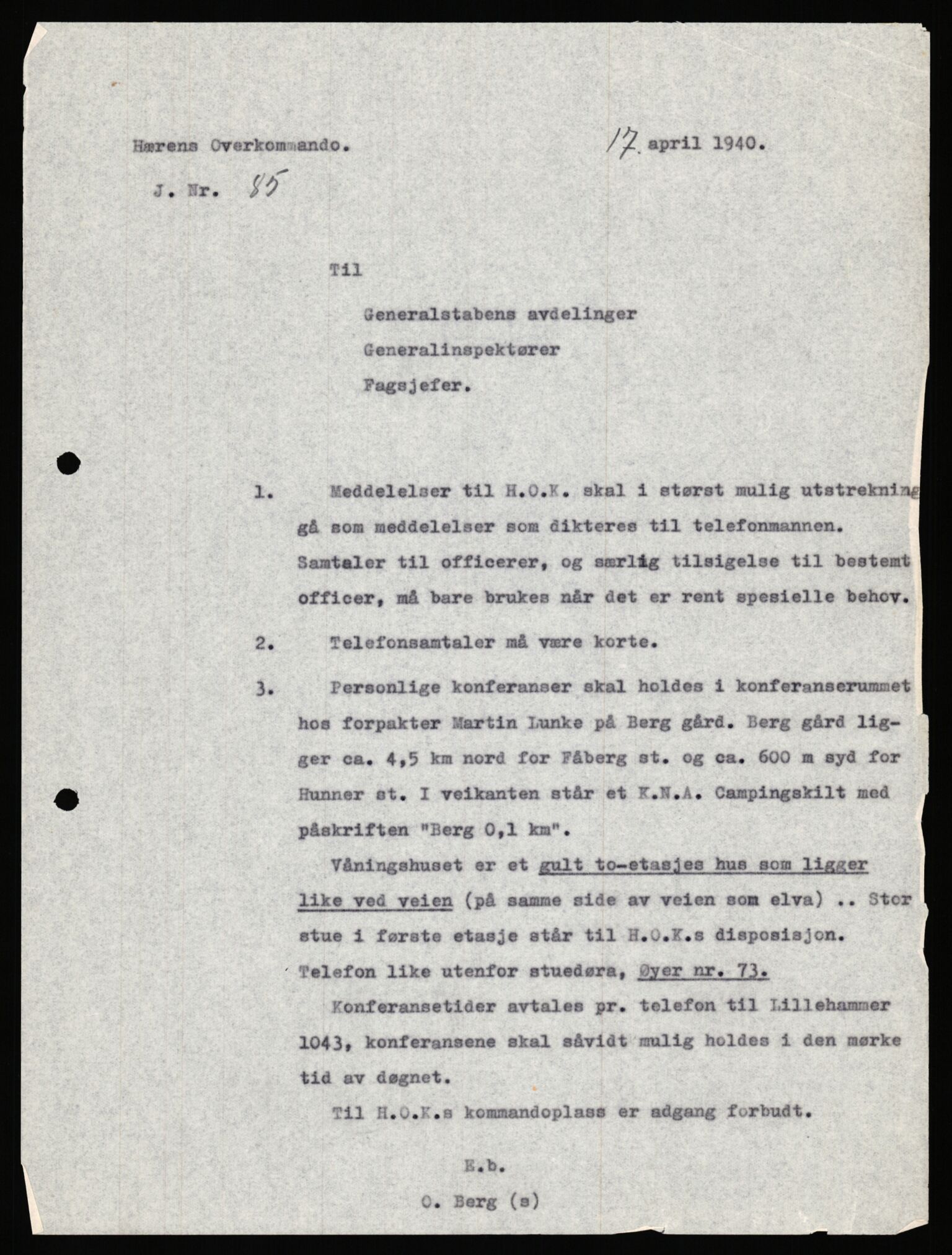 Forsvaret, Forsvarets krigshistoriske avdeling, AV/RA-RAFA-2017/Y/Ya/L0031: II-C-11-51 - Hærens overkommando, 1940, p. 122