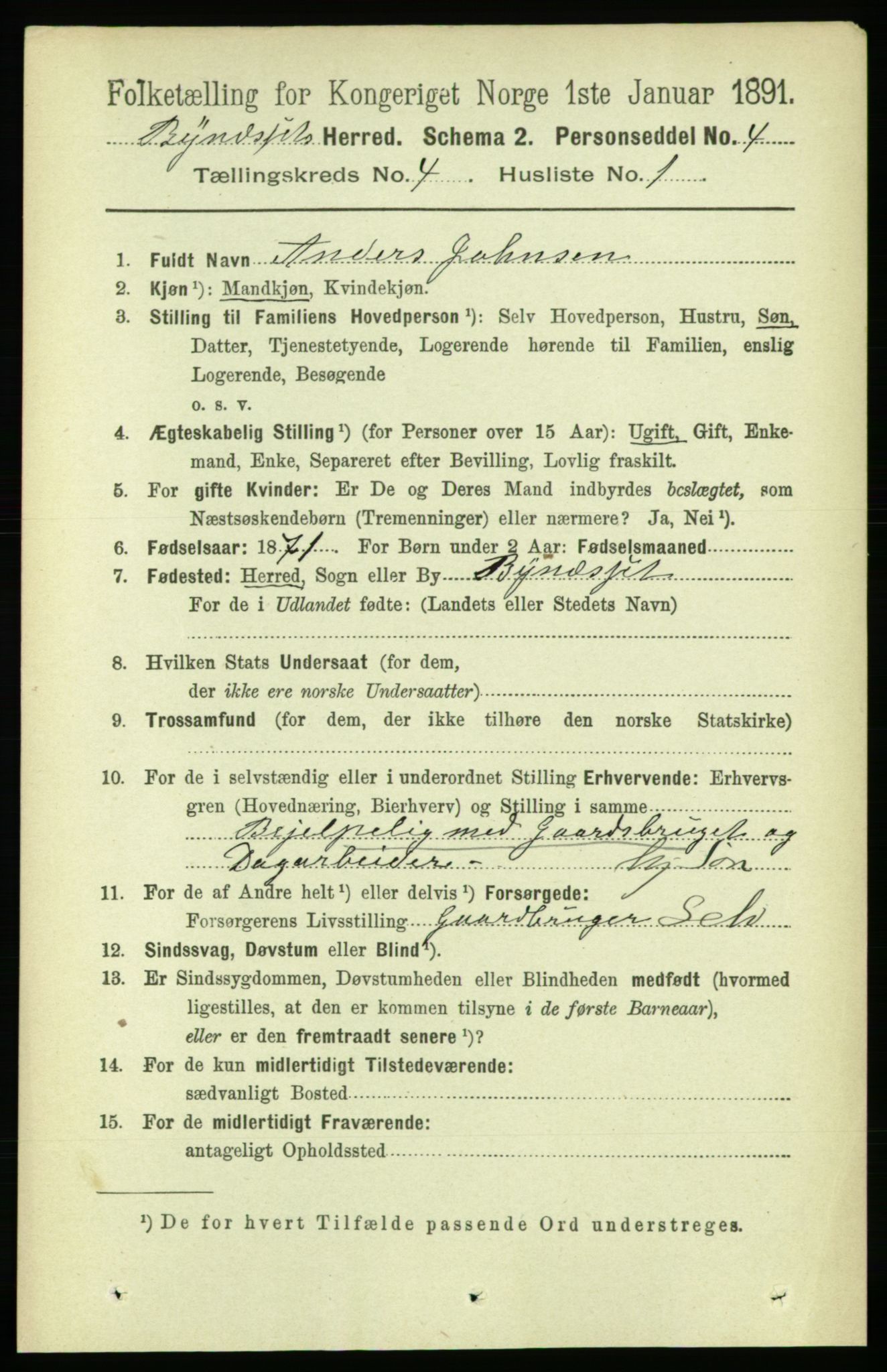 RA, 1891 census for 1655 Byneset, 1891, p. 1586