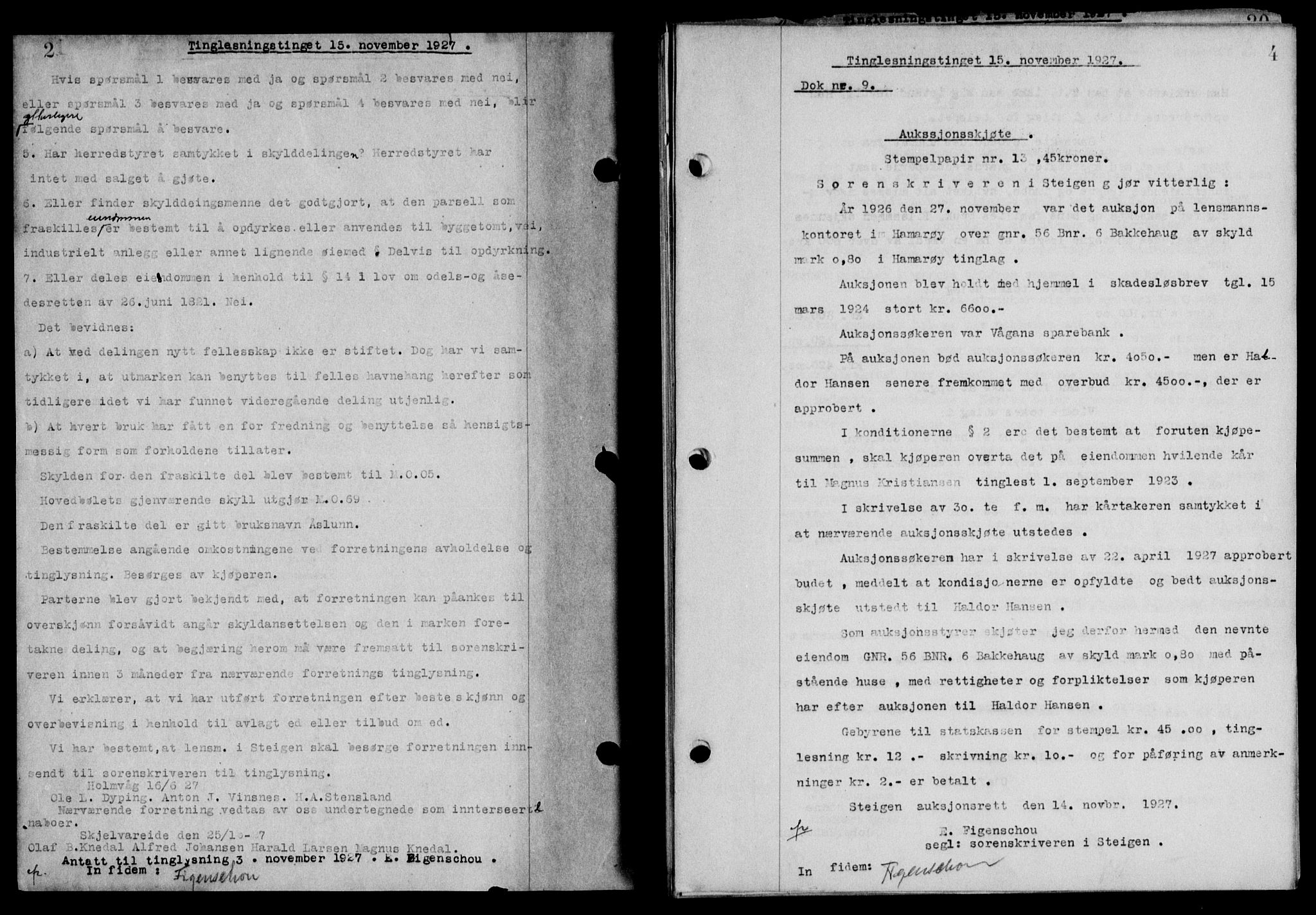 Steigen og Ofoten sorenskriveri, SAT/A-0030/1/2/2C/L0015/0002: Mortgage book no. 16 og 17-I, 1927-1928, Deed date: 15.11.1927