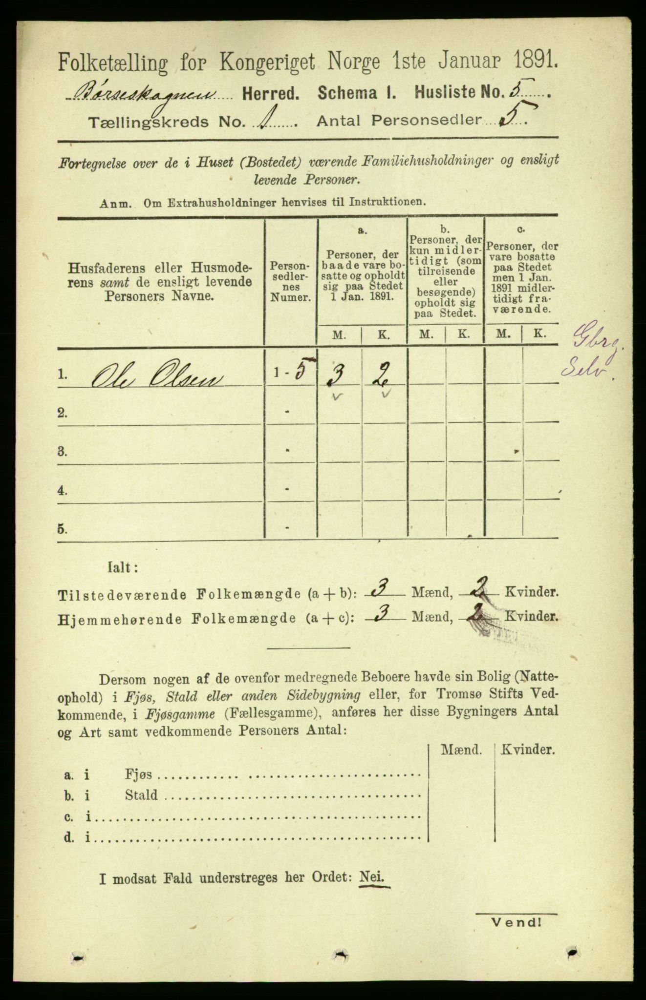 RA, 1891 census for 1657 Børseskogn, 1891, p. 21