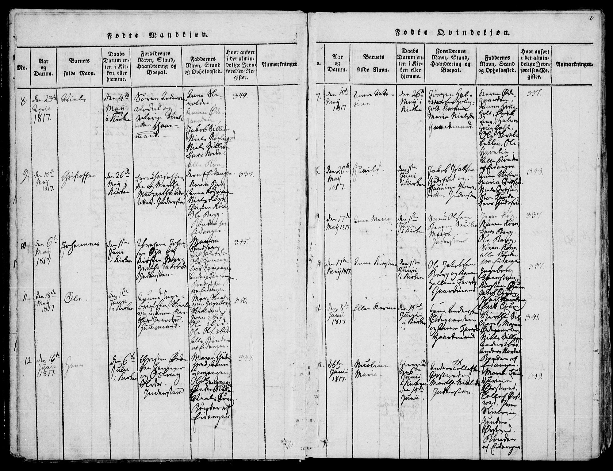 Eidanger kirkebøker, AV/SAKO-A-261/F/Fa/L0007: Parish register (official) no. 7, 1814-1831, p. 12