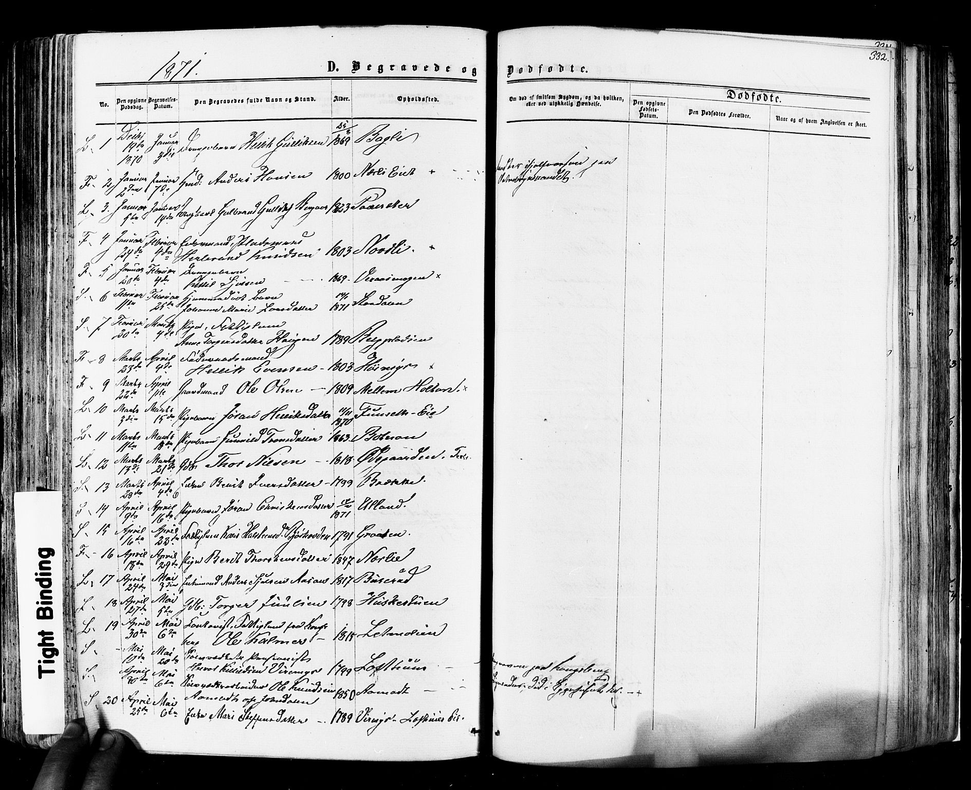 Flesberg kirkebøker, SAKO/A-18/F/Fa/L0007: Parish register (official) no. I 7, 1861-1878, p. 332