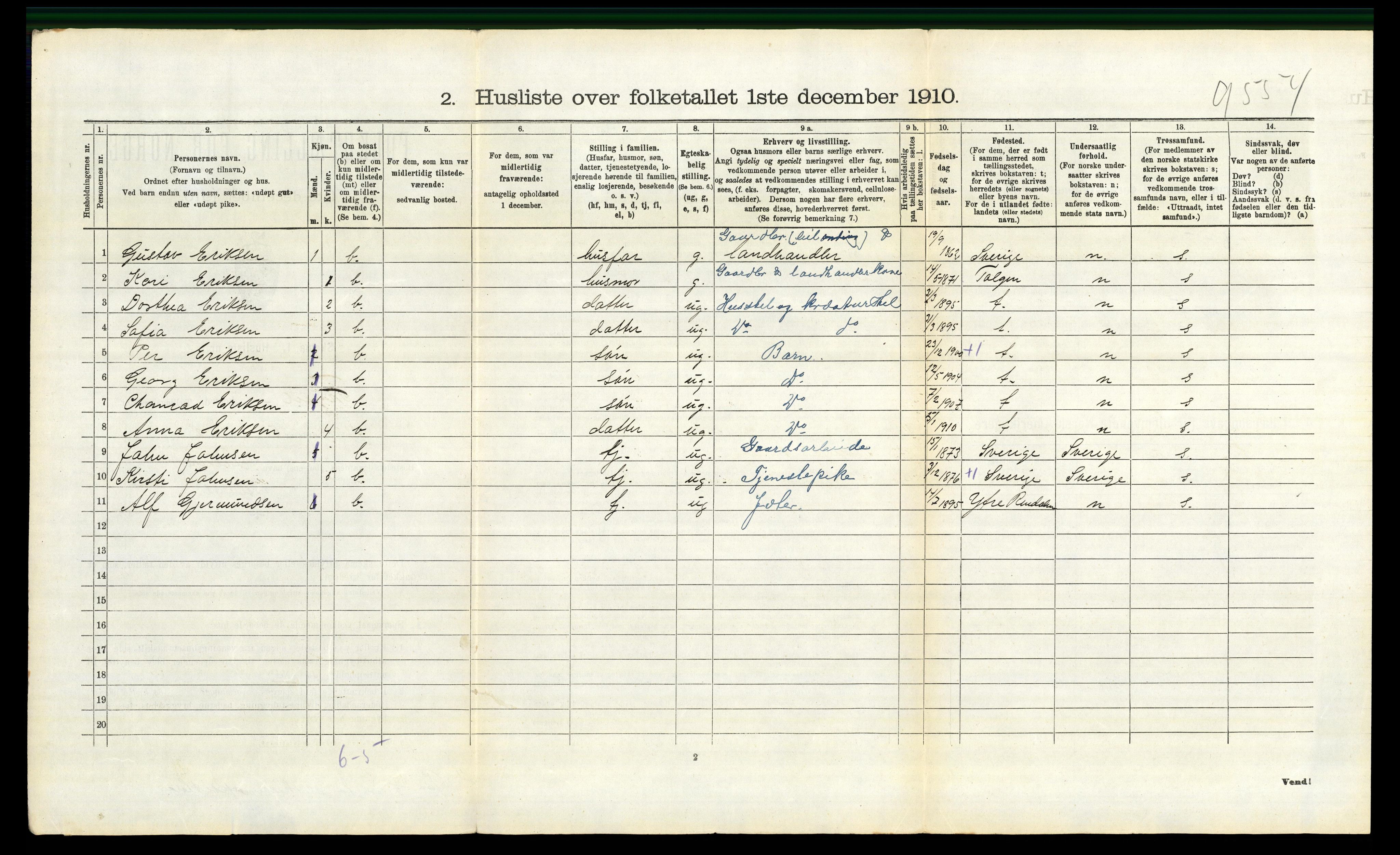 RA, 1910 census for Trysil, 1910, p. 1944