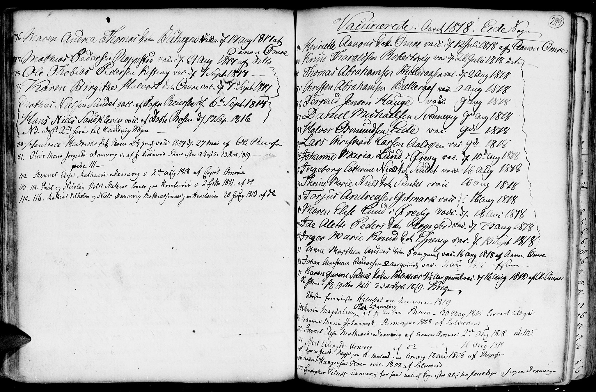 Hommedal sokneprestkontor, SAK/1111-0023/F/Fa/Fab/L0002: Parish register (official) no. A 2 /2, 1740-1823, p. 299