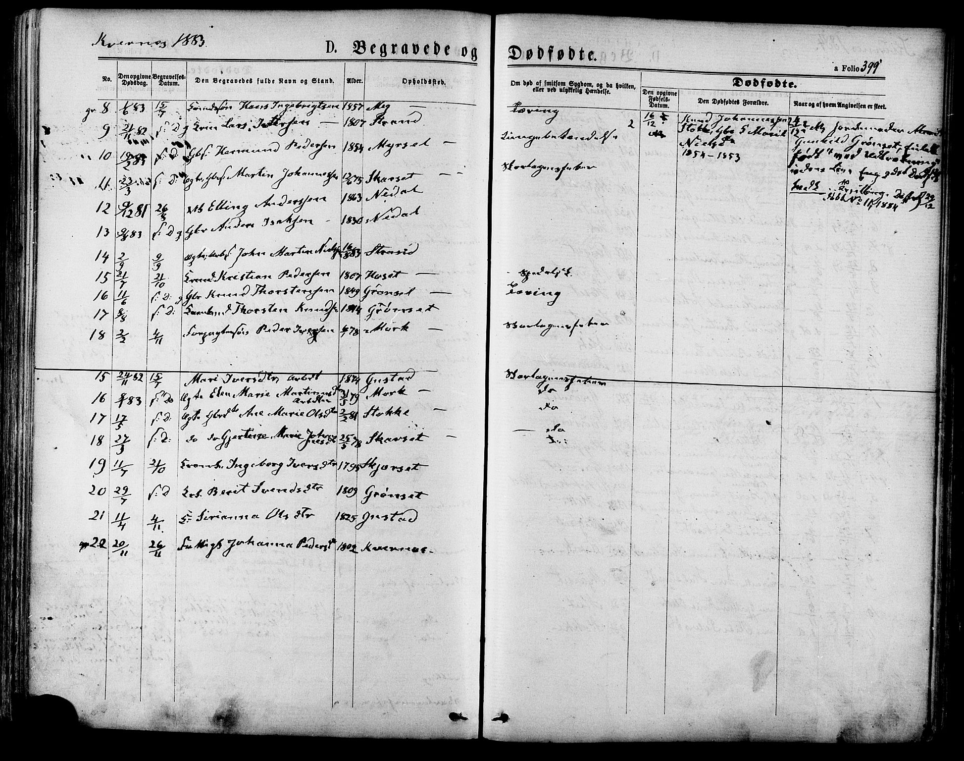 Ministerialprotokoller, klokkerbøker og fødselsregistre - Møre og Romsdal, SAT/A-1454/568/L0805: Parish register (official) no. 568A12 /1, 1869-1884, p. 399