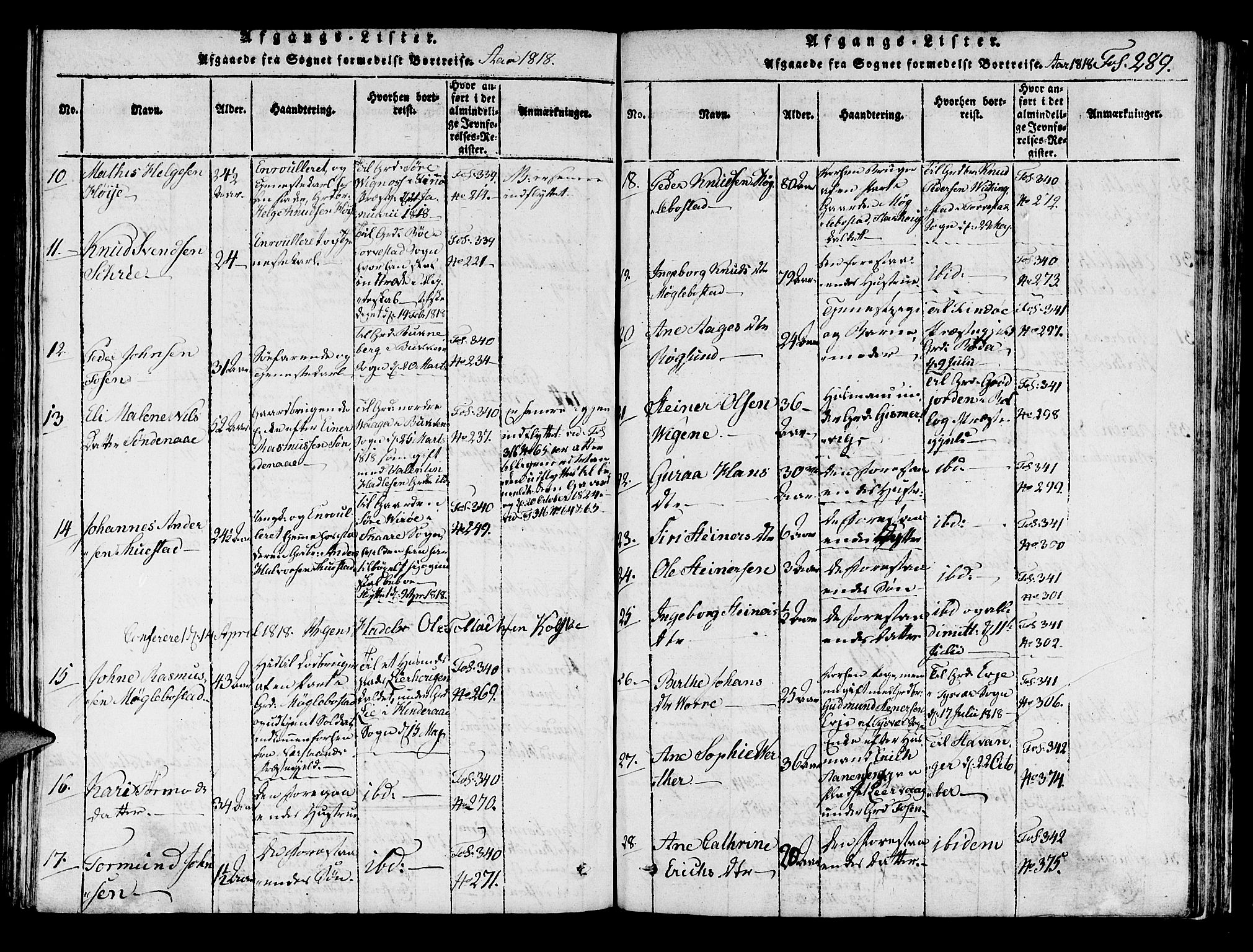 Avaldsnes sokneprestkontor, AV/SAST-A -101851/H/Ha/Haa/L0004: Parish register (official) no. A 4, 1816-1825, p. 289