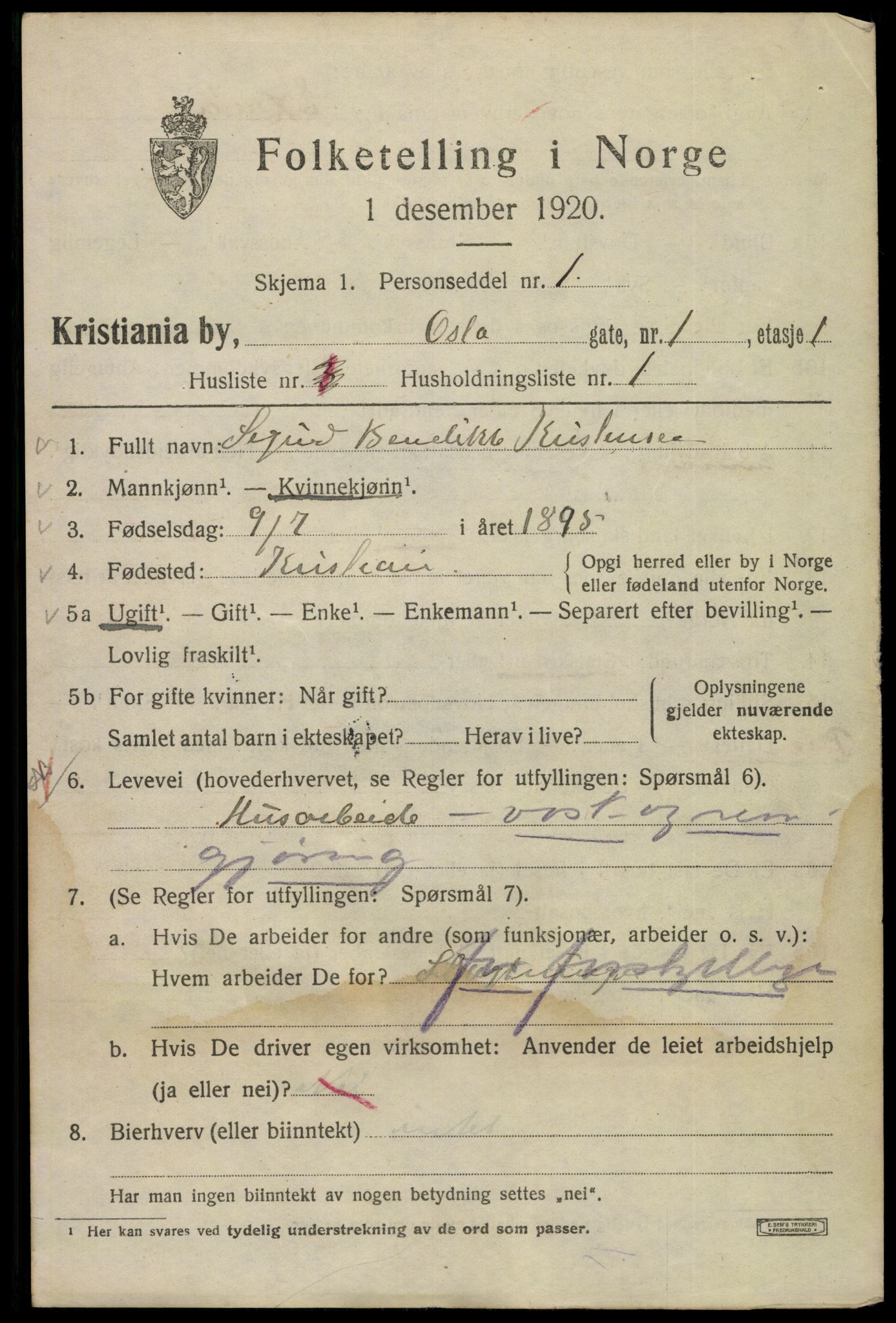 SAO, 1920 census for Kristiania, 1920, p. 439243