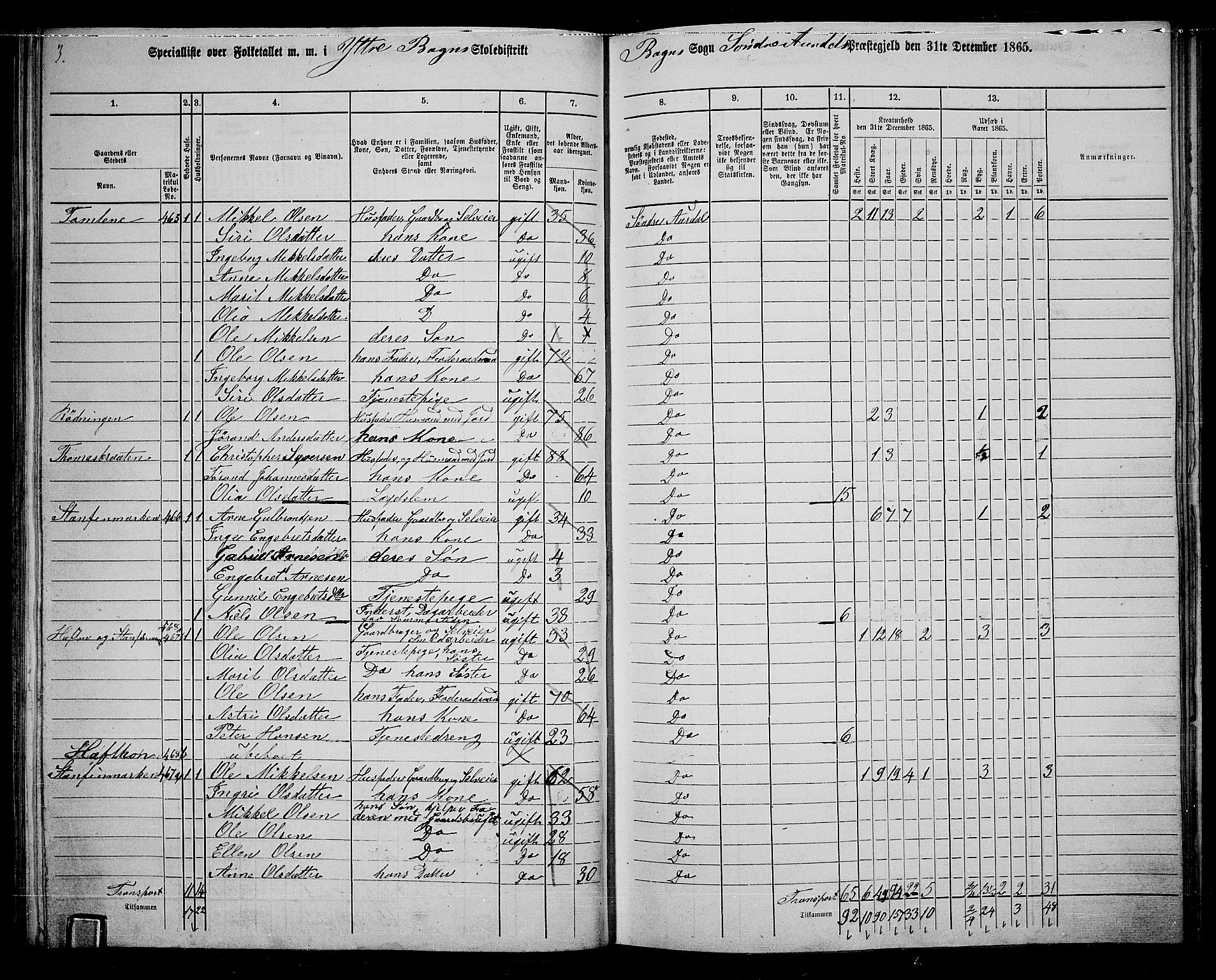 RA, 1865 census for Sør-Aurdal, 1865, p. 88