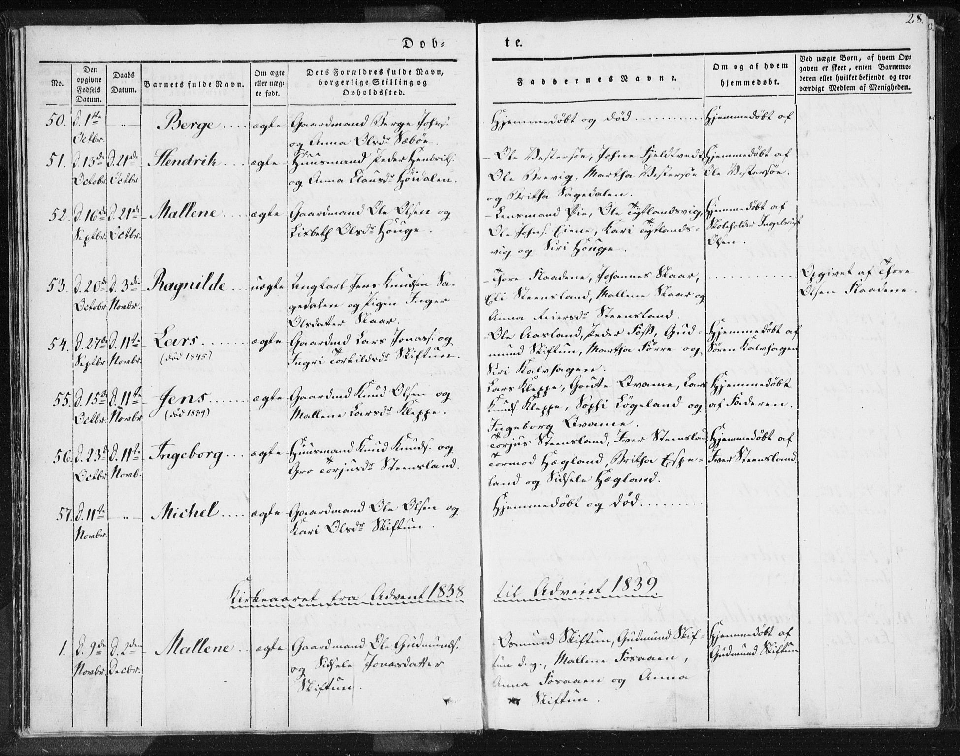 Hjelmeland sokneprestkontor, AV/SAST-A-101843/01/IV/L0006: Parish register (official) no. A 6, 1834-1845, p. 28