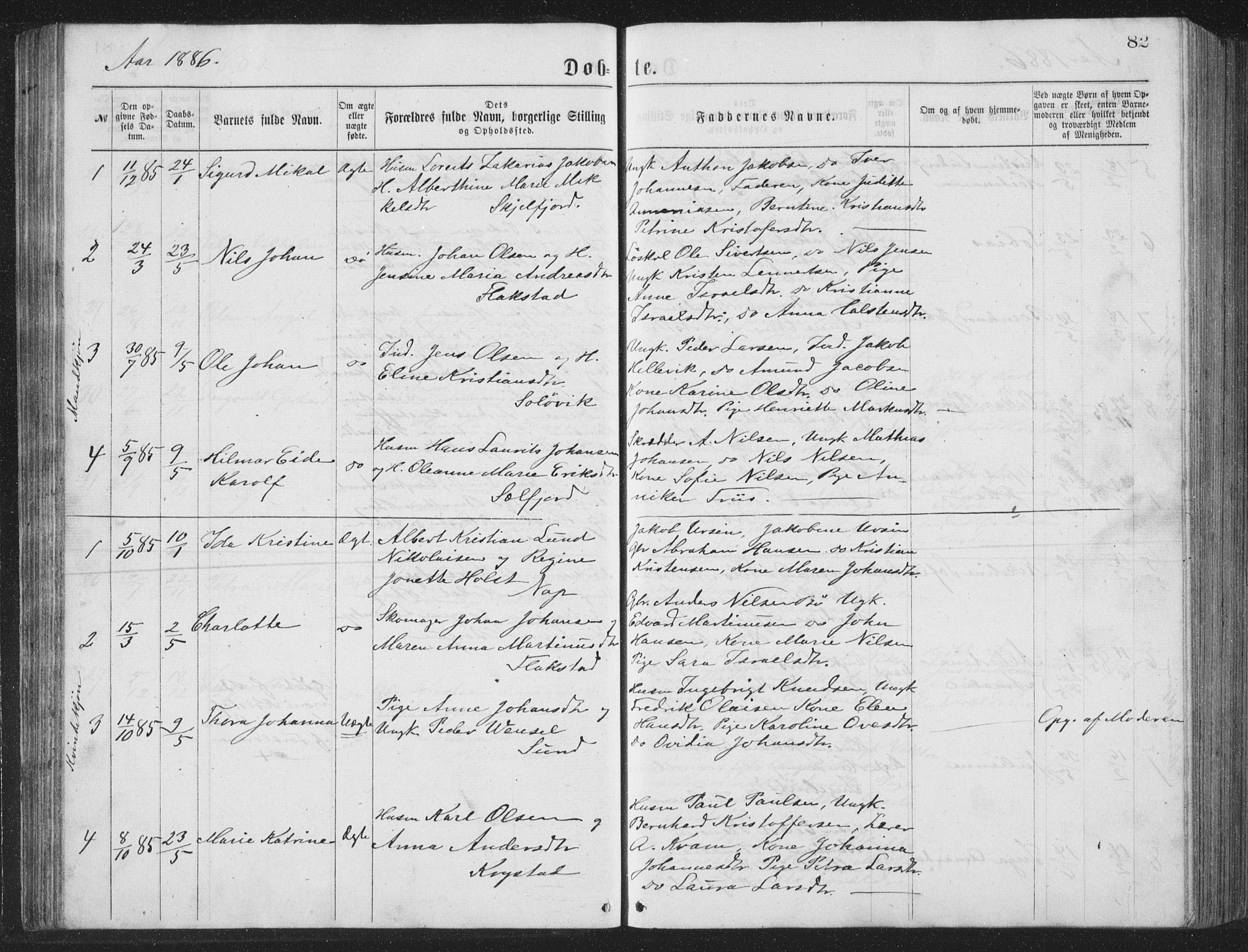 Ministerialprotokoller, klokkerbøker og fødselsregistre - Nordland, AV/SAT-A-1459/885/L1213: Parish register (copy) no. 885C02, 1874-1892, p. 82