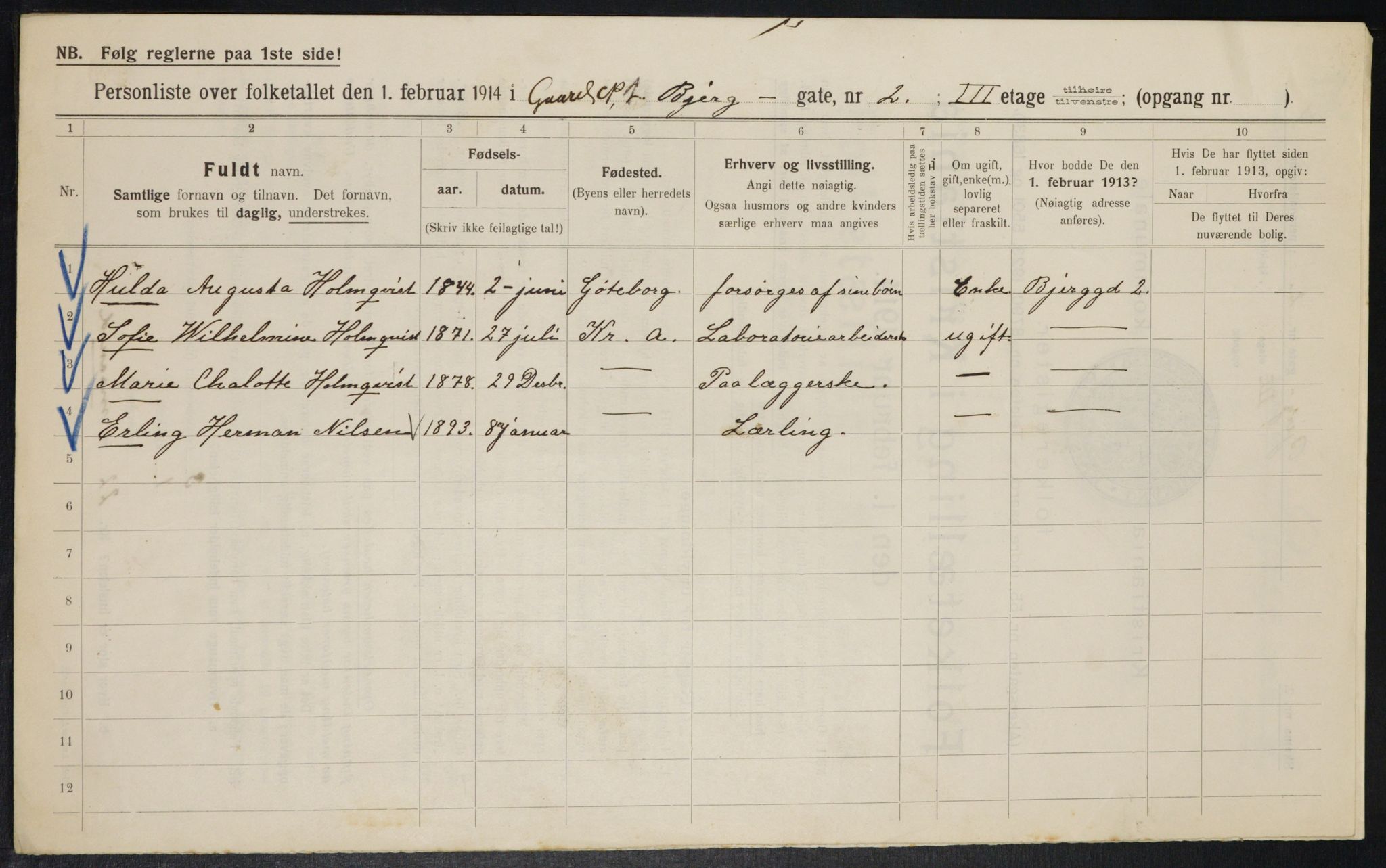 OBA, Municipal Census 1914 for Kristiania, 1914, p. 5469