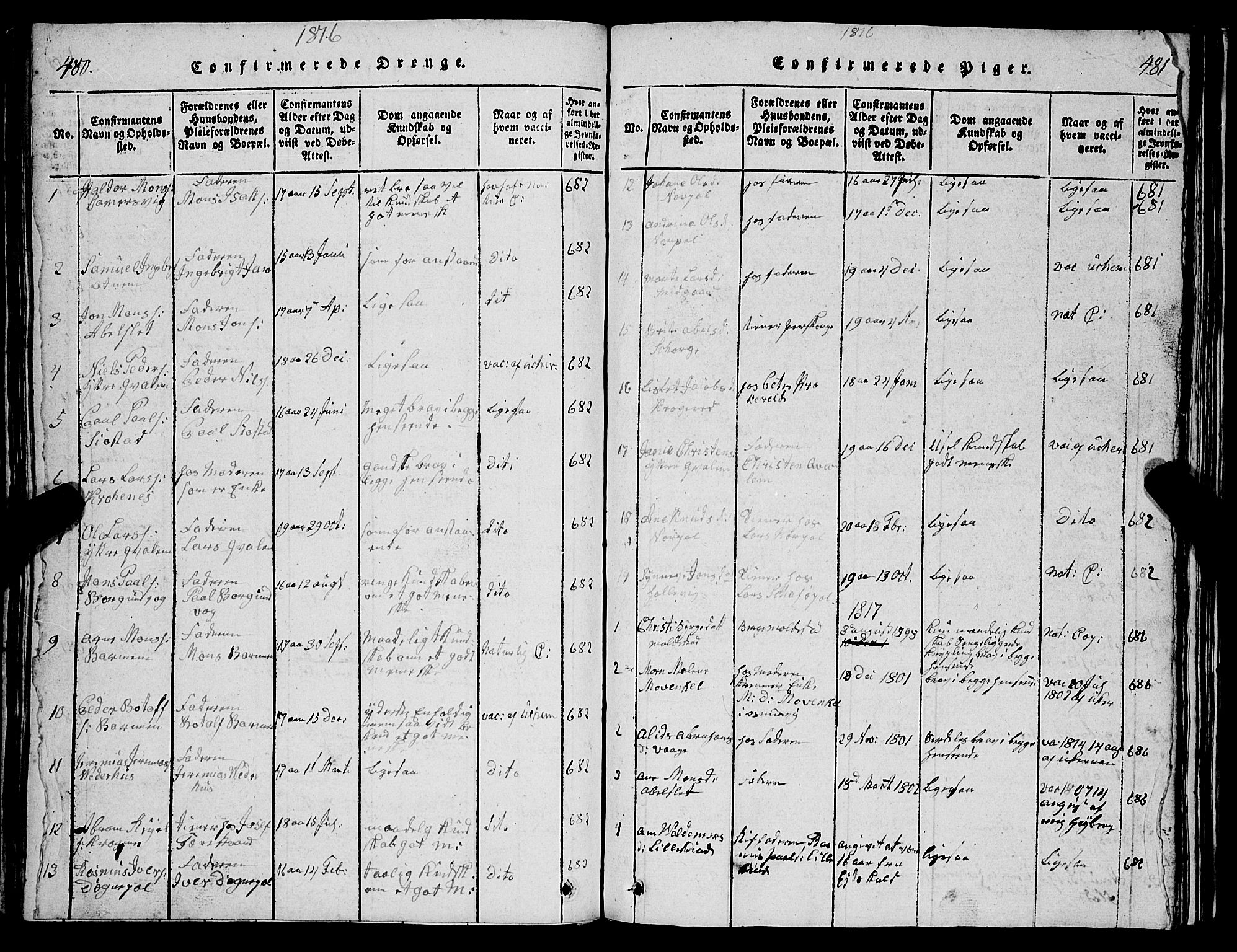 Selje sokneprestembete, AV/SAB-A-99938/H/Ha/Hab/Haba: Parish register (copy) no. A 1, 1816-1828, p. 480-481