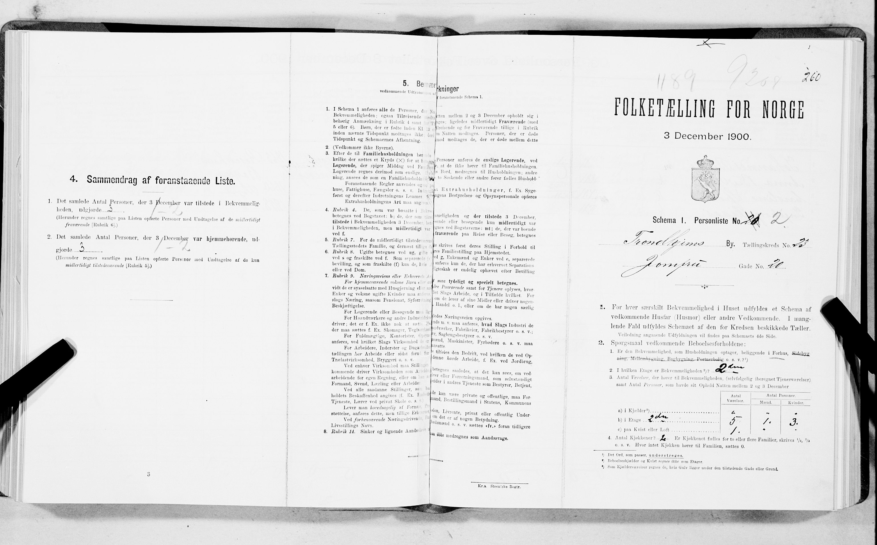 SAT, 1900 census for Trondheim, 1900, p. 3747