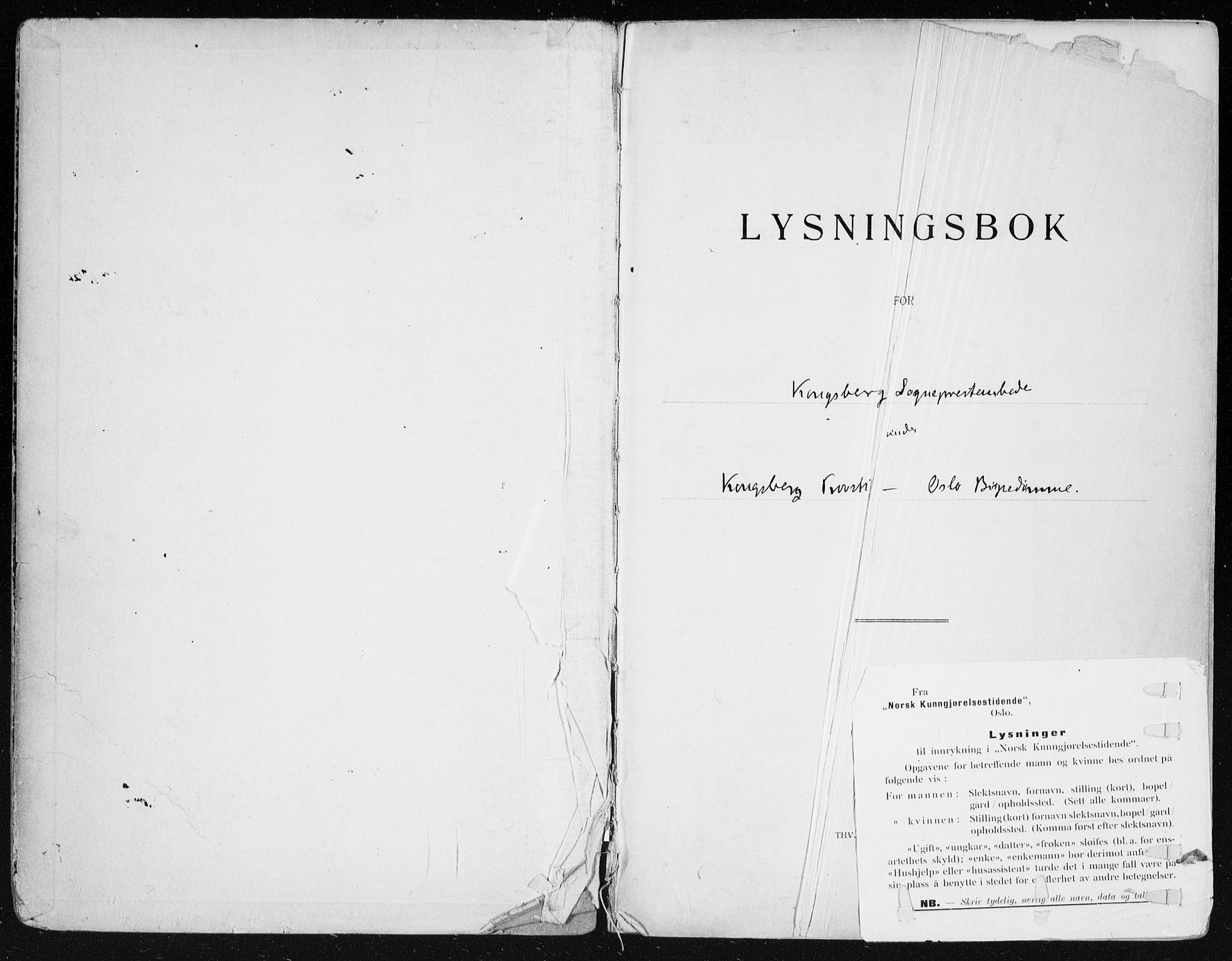 Kongsberg kirkebøker, AV/SAKO-A-22/H/Ha/L0001: Banns register no. 1, 1919-1939