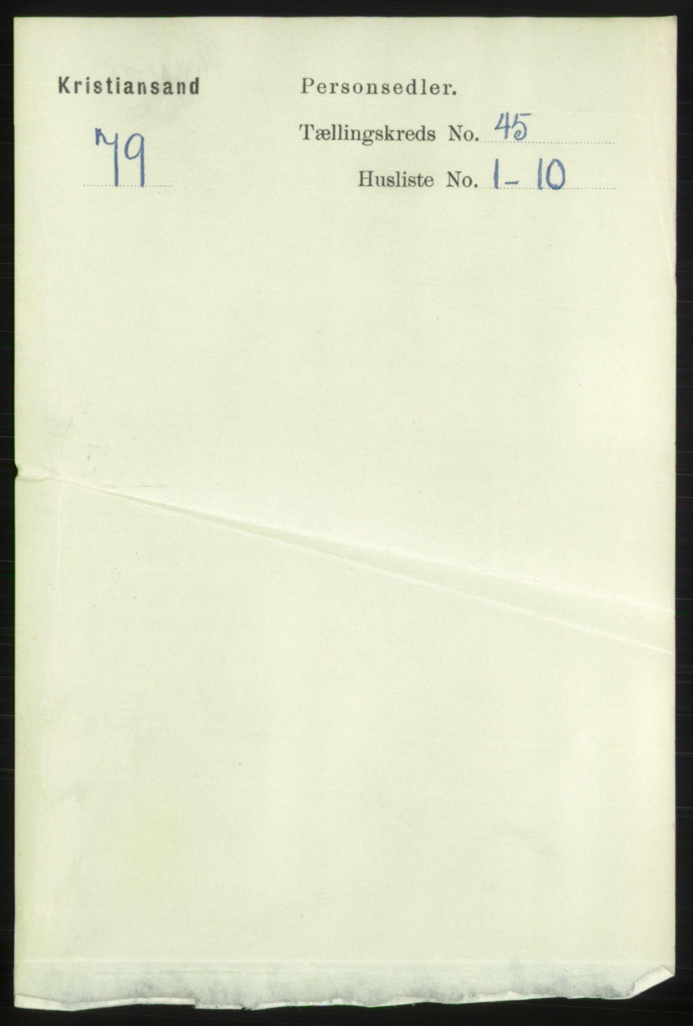 RA, 1891 census for 1001 Kristiansand, 1891, p. 13907