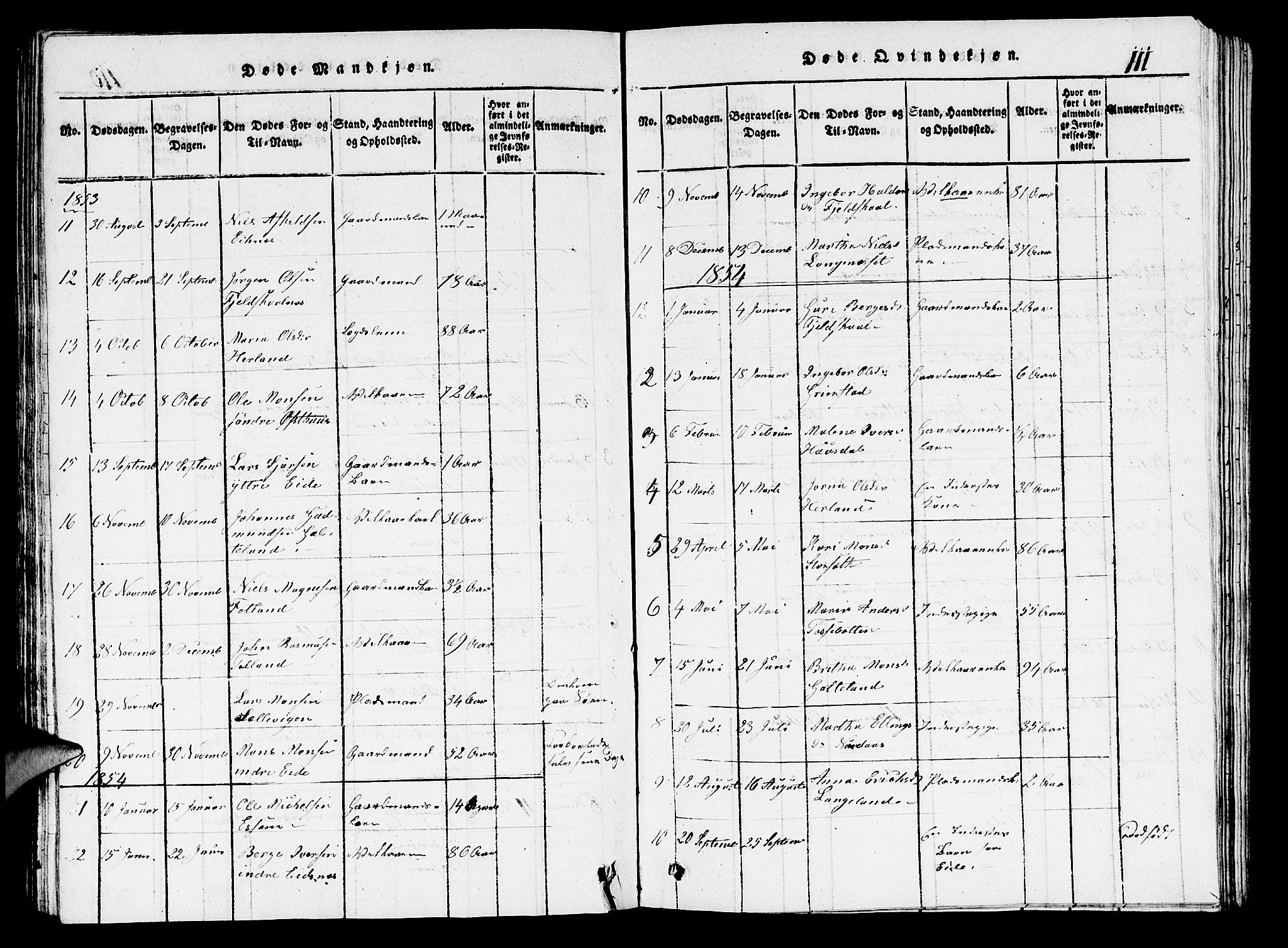 Hosanger sokneprestembete, AV/SAB-A-75801/H/Hab: Parish register (copy) no. A 1 /1, 1816-1856, p. 111