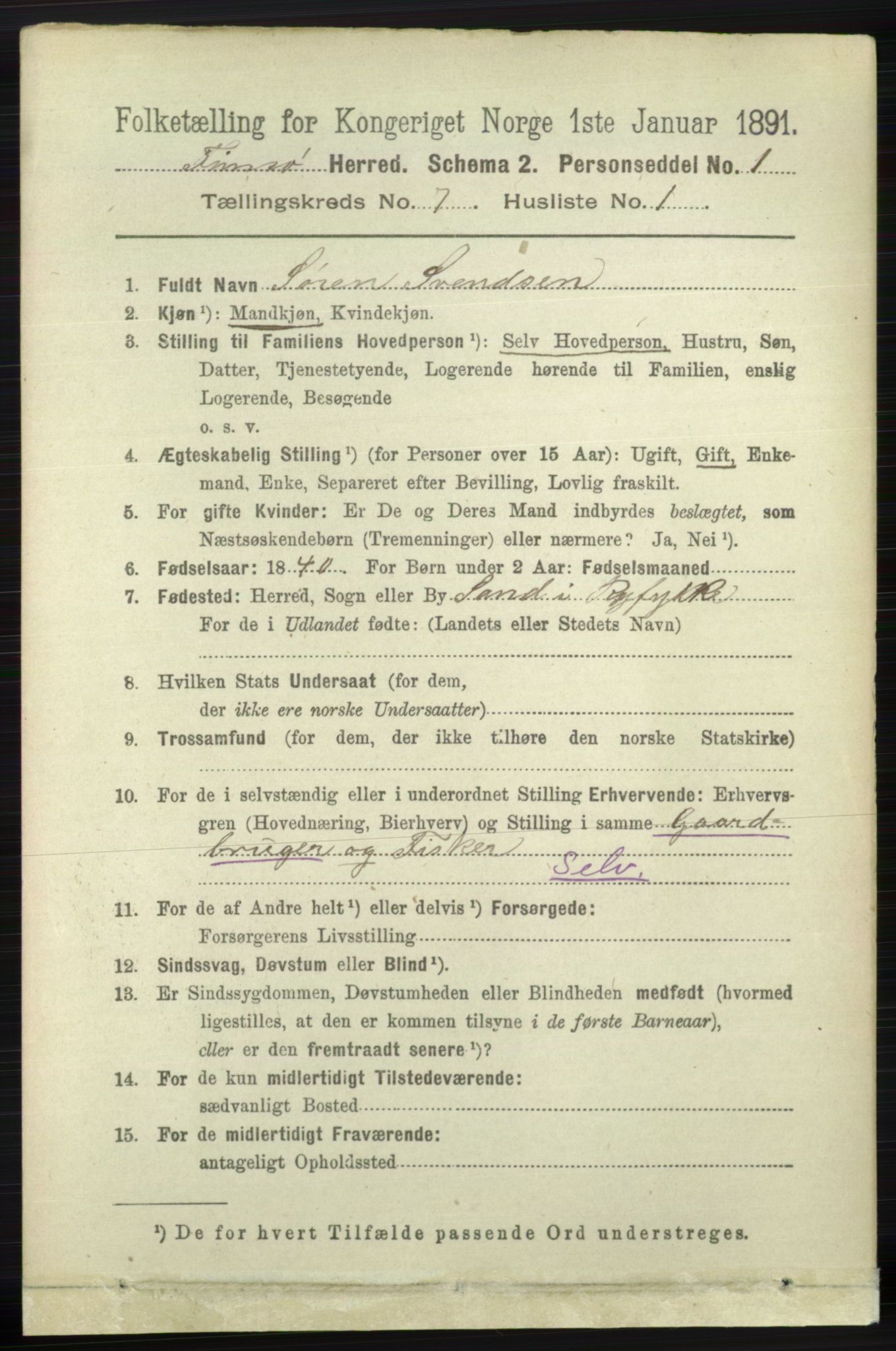 RA, 1891 census for 1141 Finnøy, 1891, p. 1510