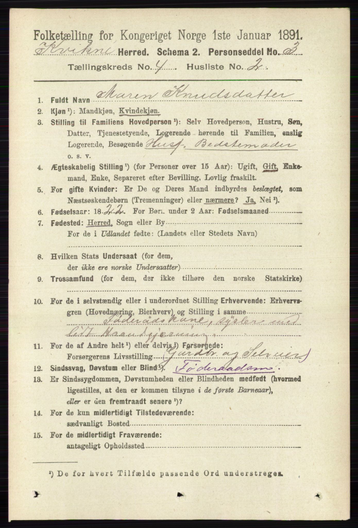 RA, 1891 census for 0440 Kvikne, 1891, p. 977