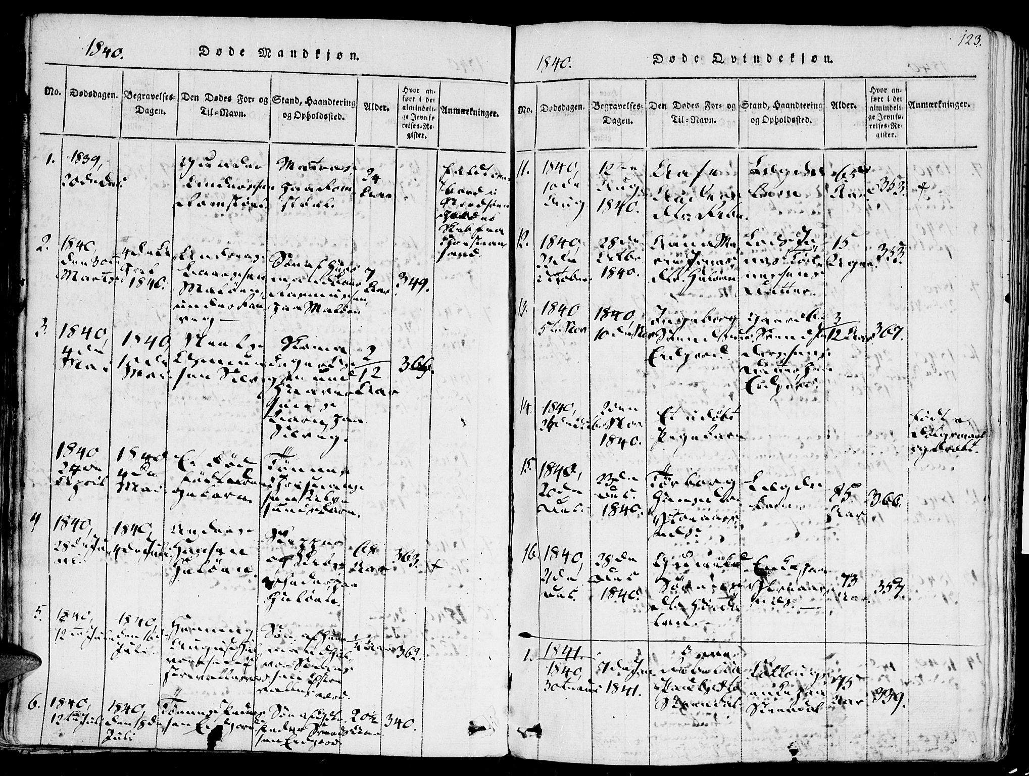 Høvåg sokneprestkontor, SAK/1111-0025/F/Fa/L0001: Parish register (official) no. A 1, 1816-1843, p. 123