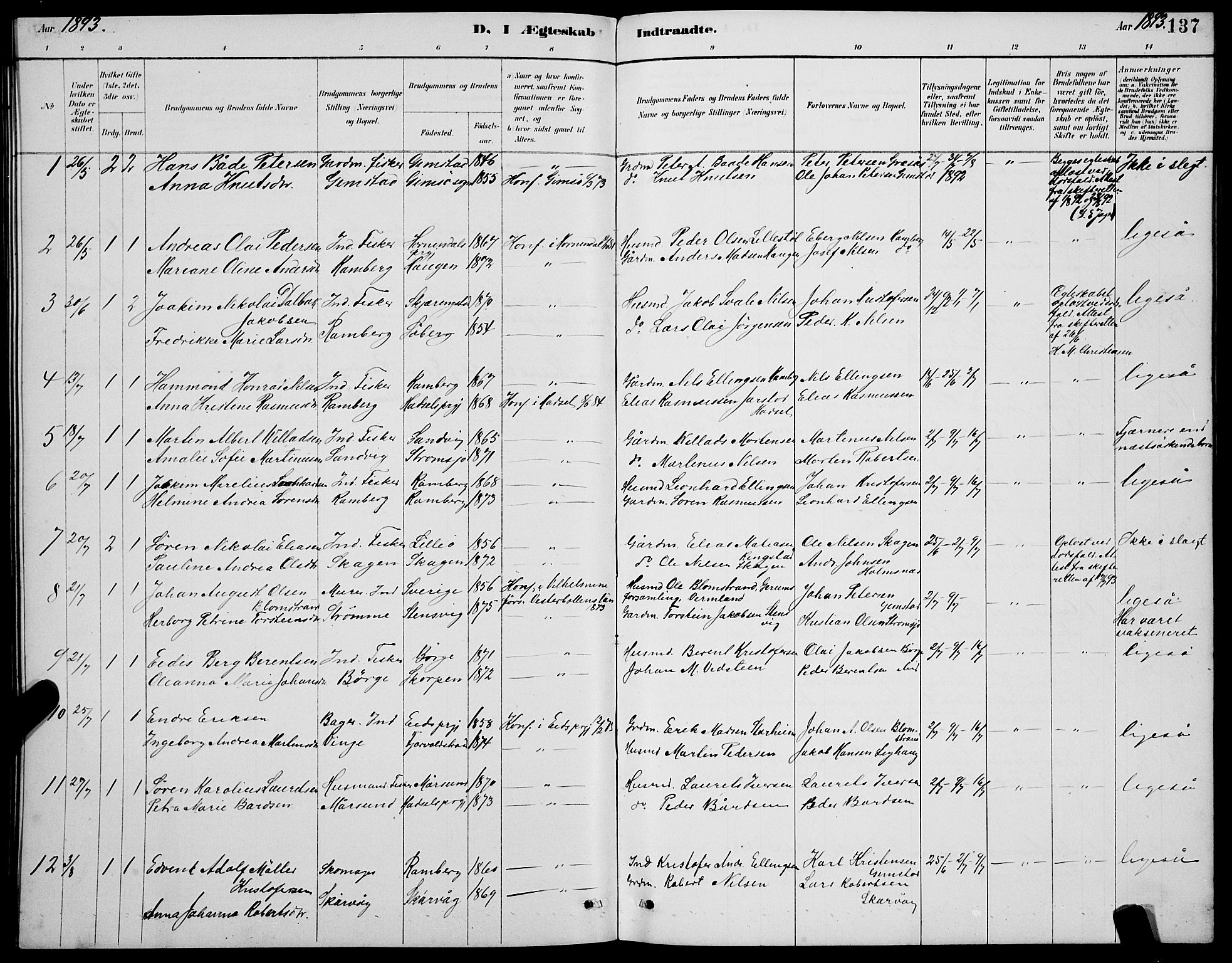 Ministerialprotokoller, klokkerbøker og fødselsregistre - Nordland, AV/SAT-A-1459/891/L1315: Parish register (copy) no. 891C04, 1886-1893, p. 137