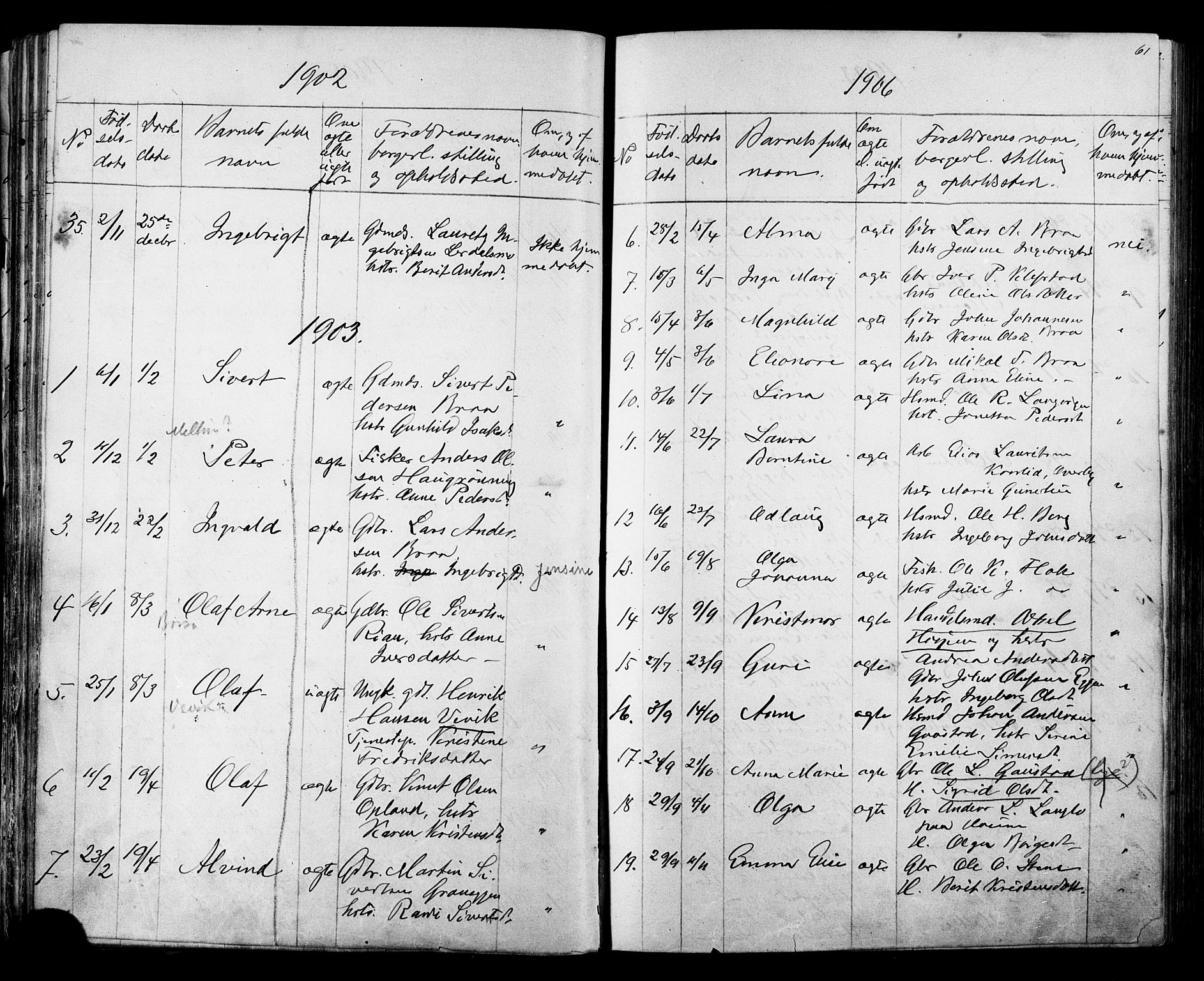 Ministerialprotokoller, klokkerbøker og fødselsregistre - Sør-Trøndelag, AV/SAT-A-1456/612/L0387: Parish register (copy) no. 612C03, 1874-1908, p. 61